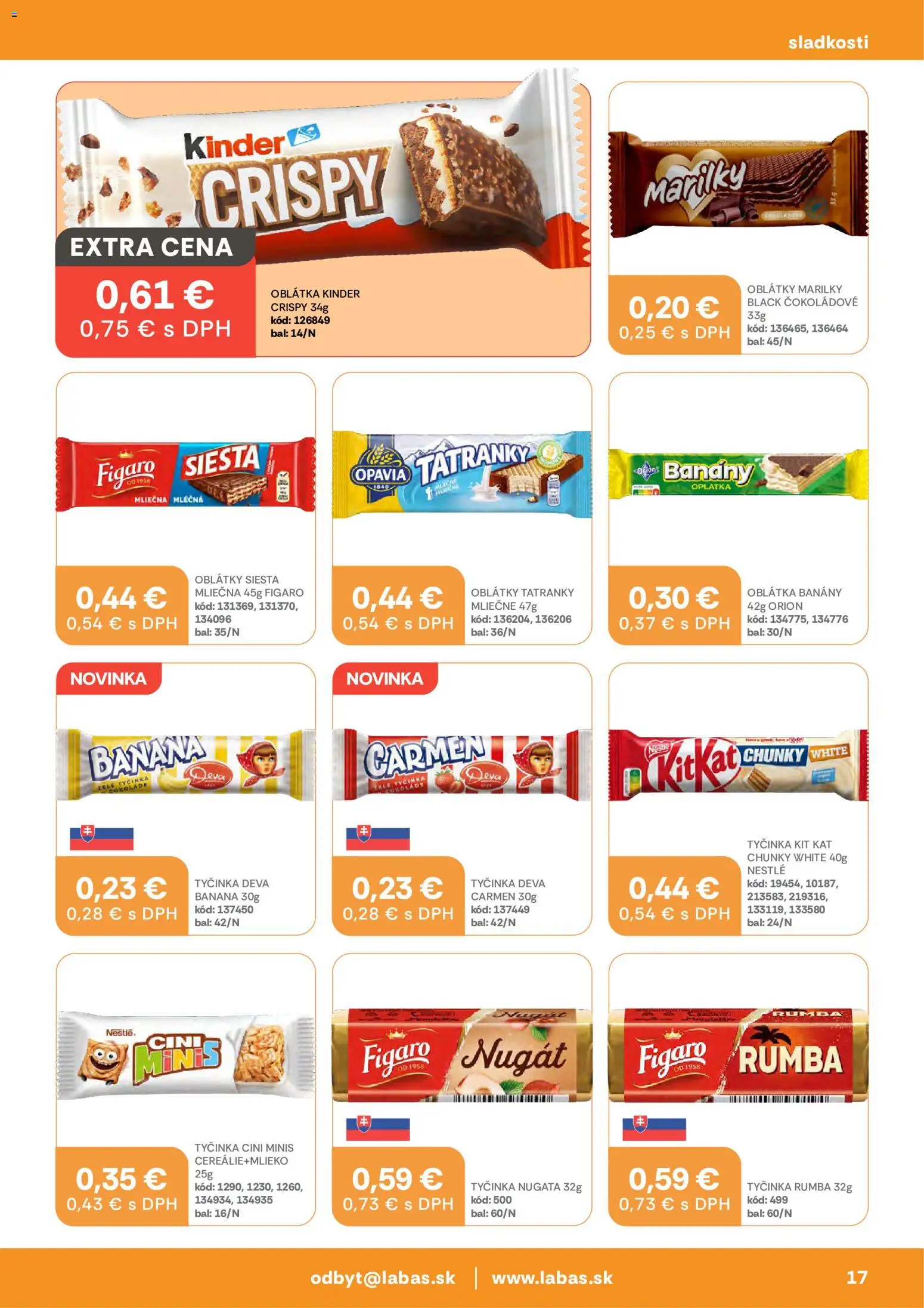 Nové Labaš akcie – leták je platný od 23.10.2026 | Strana: 17 | Produkty: Banány, Kinder, Oblátky, Cini Minis