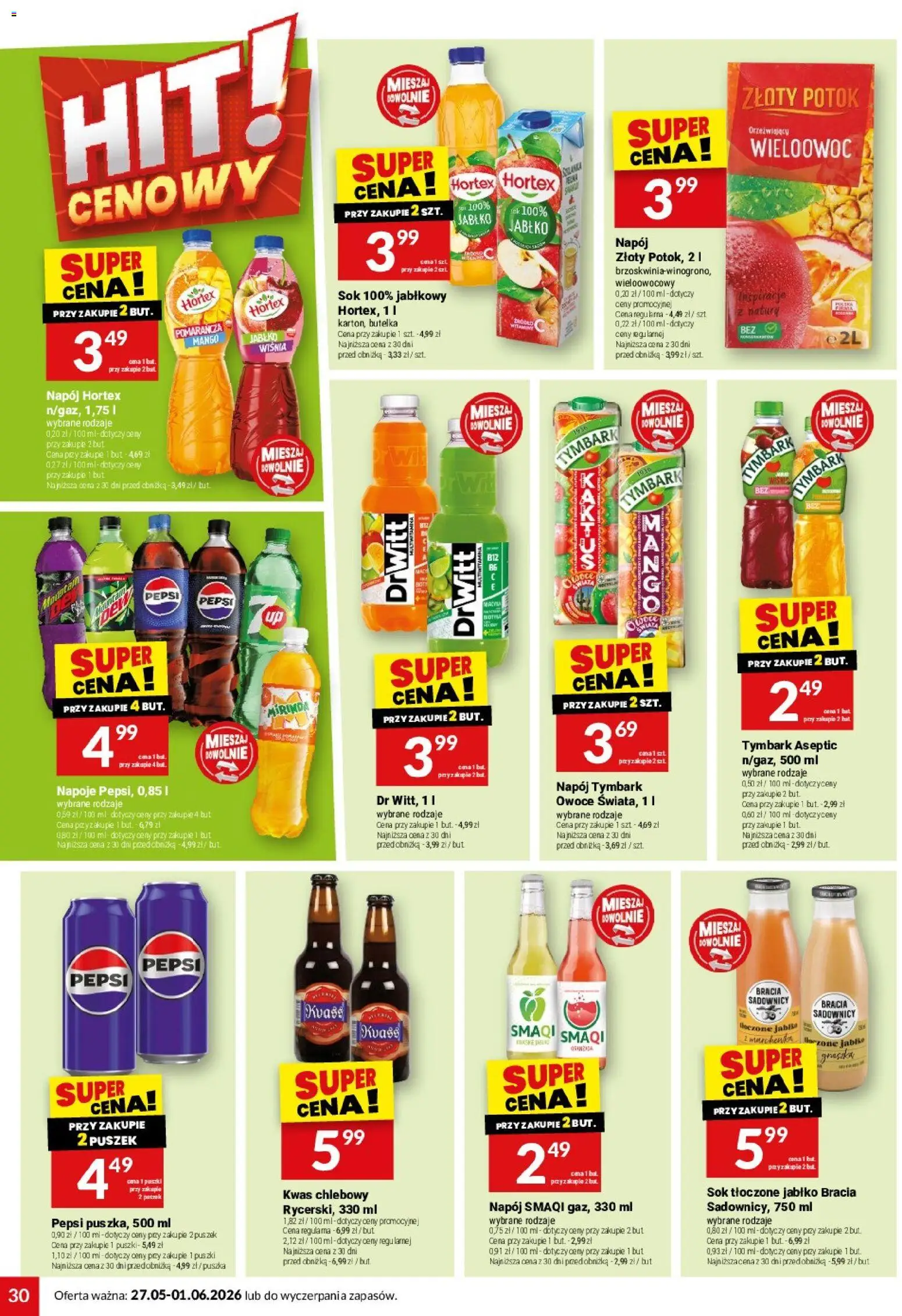 Twój Market gazetka od 27.05.2026 | Strona: 30 | Produkty: Brzoskwinia, Napoje, Sok, Owoce