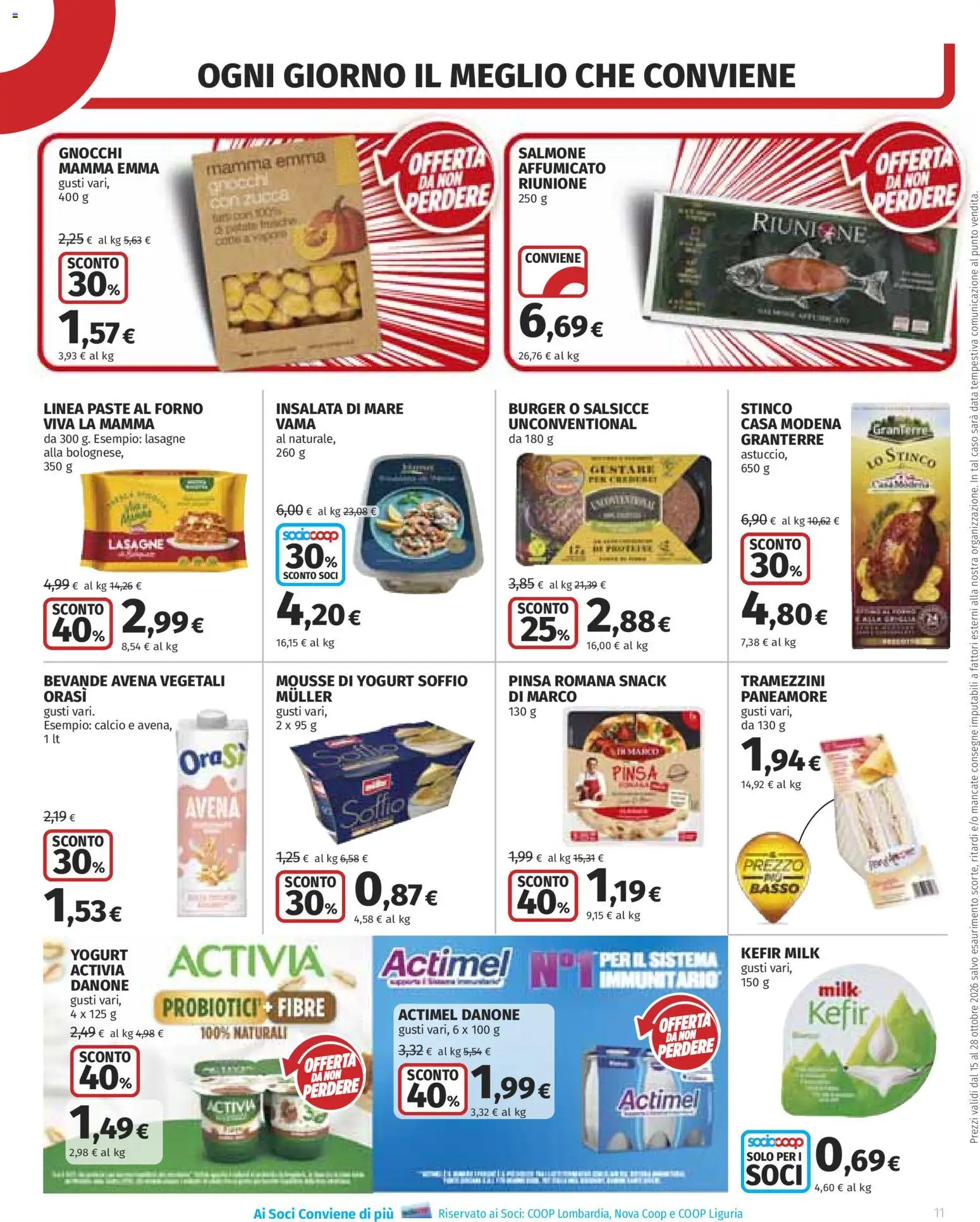 Volantino COOP del 15/10/2026 | Pagina: 11 | Prodotti: Kefir, Bevande, Basso, Gnocchi
