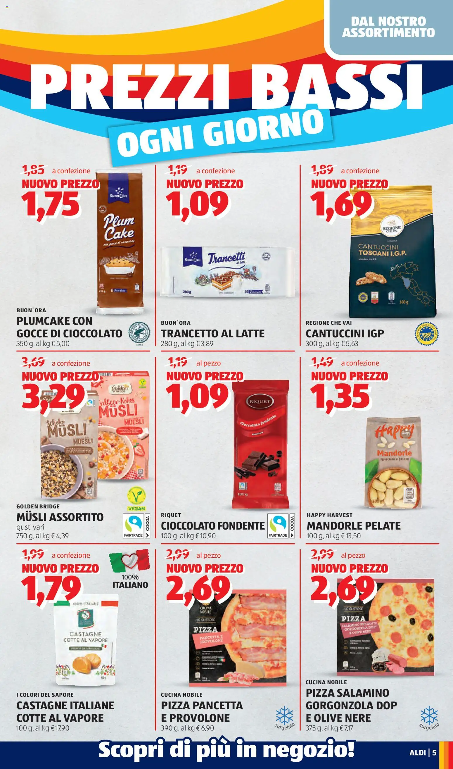 Volantino Aldi del 13.04.2026 | Pagina: 5 | Prodotti: Cioccolato, Latte, Olive, Gorgonzola