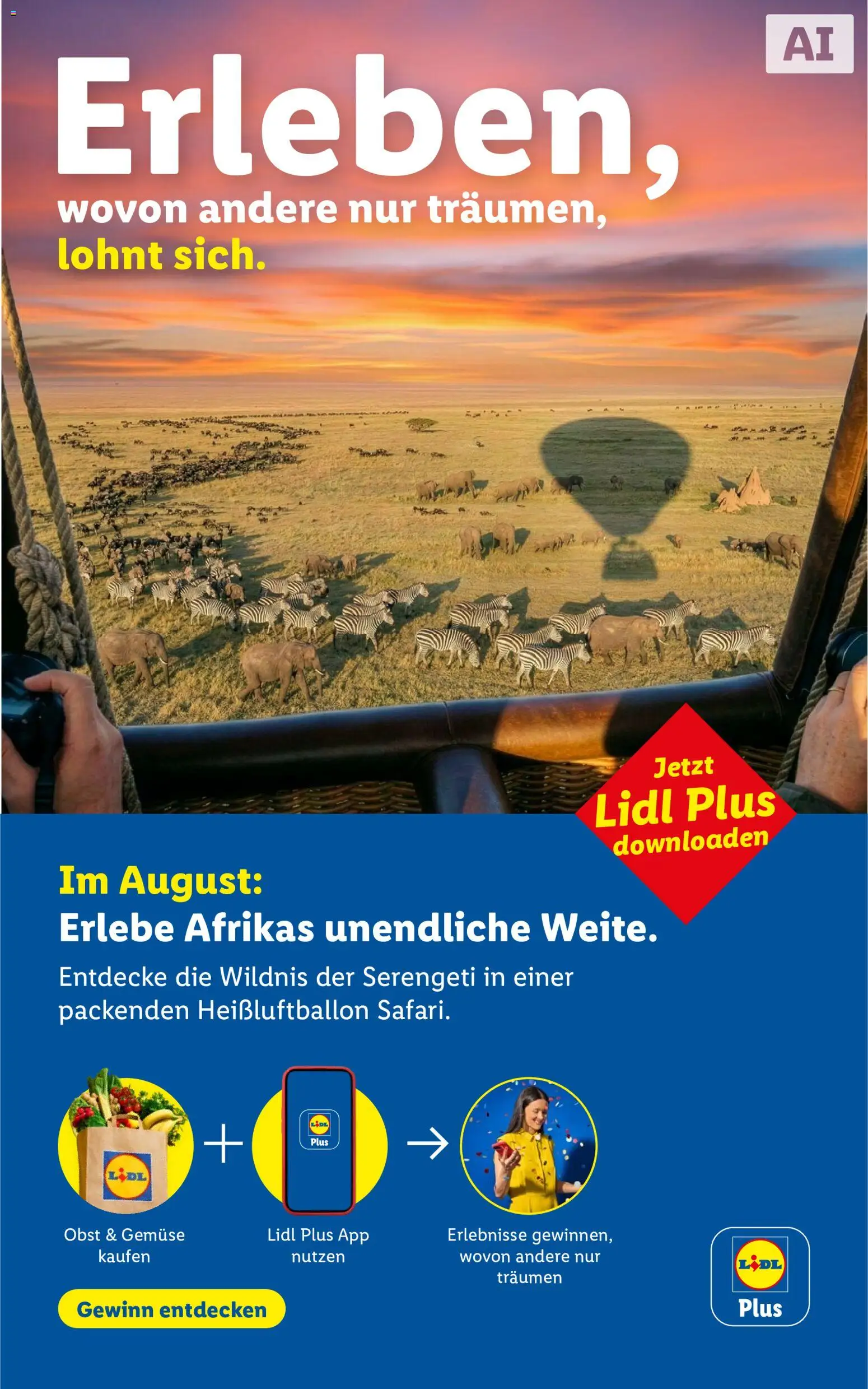 Lidl Erlebe Afrikas unendliche Weite gültig ab 01.08.2026 | Seite: 1 | Produkte: Gemüse, Obst, Smartphone