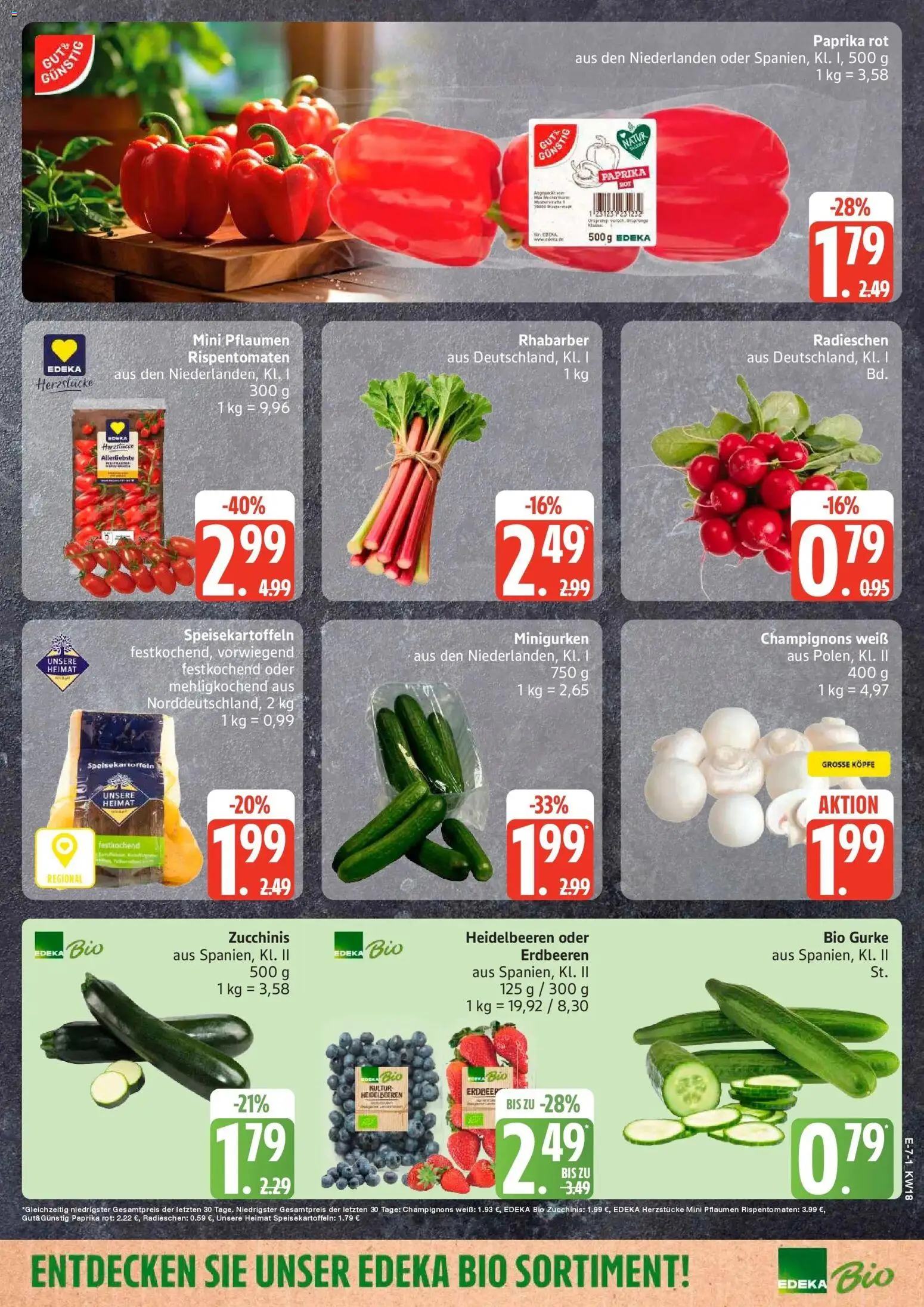 Edeka Prospekt Hamburg – gültig ab 27.04.2026 | Seite: 7 | Produkte: Pflaumen, Heidelbeeren, Champignons, Paprika