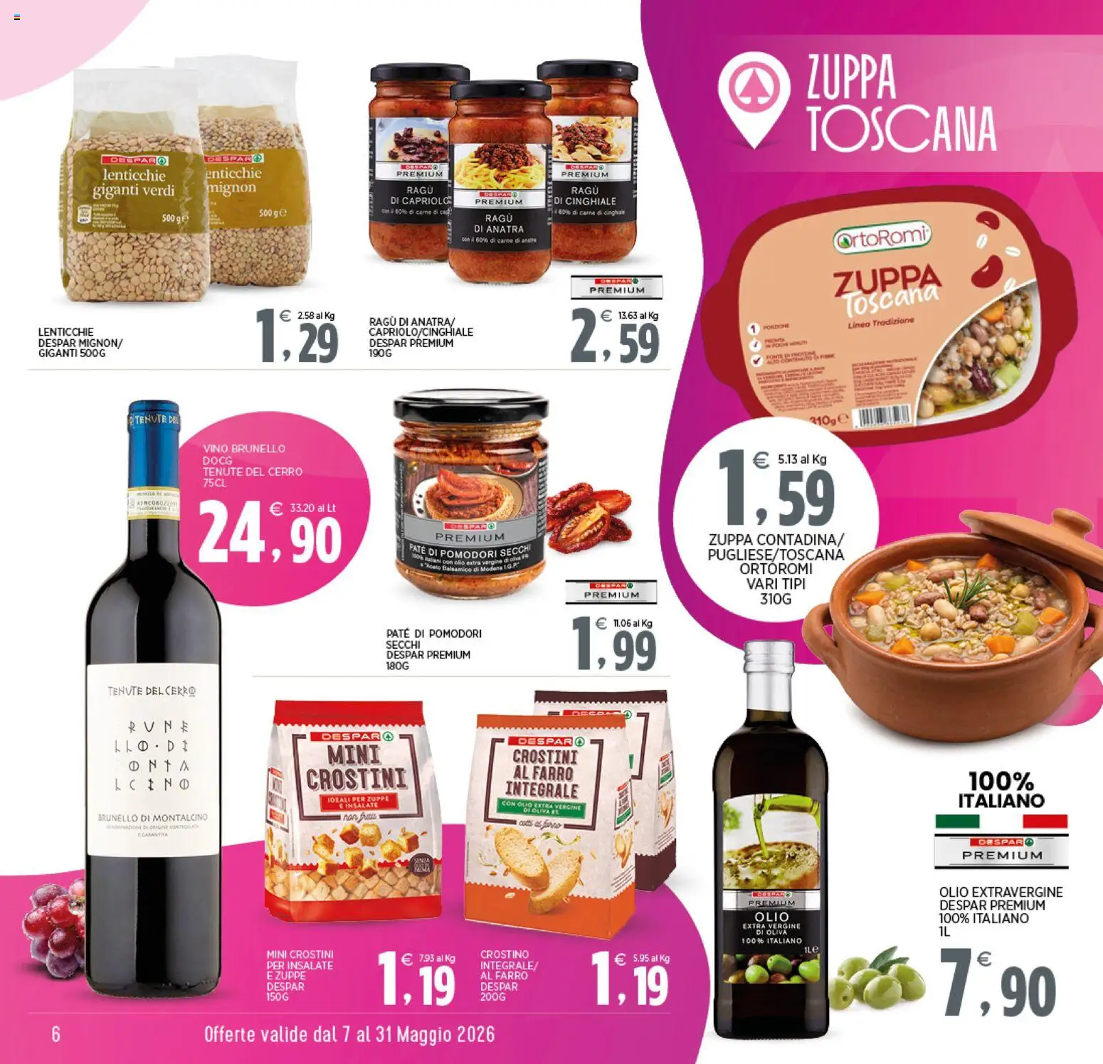 Volantino Interspar del 07.05.2026 | Pagina: 6 | Prodotti: Olio, Pomodori, Olio extra vergine, Farro