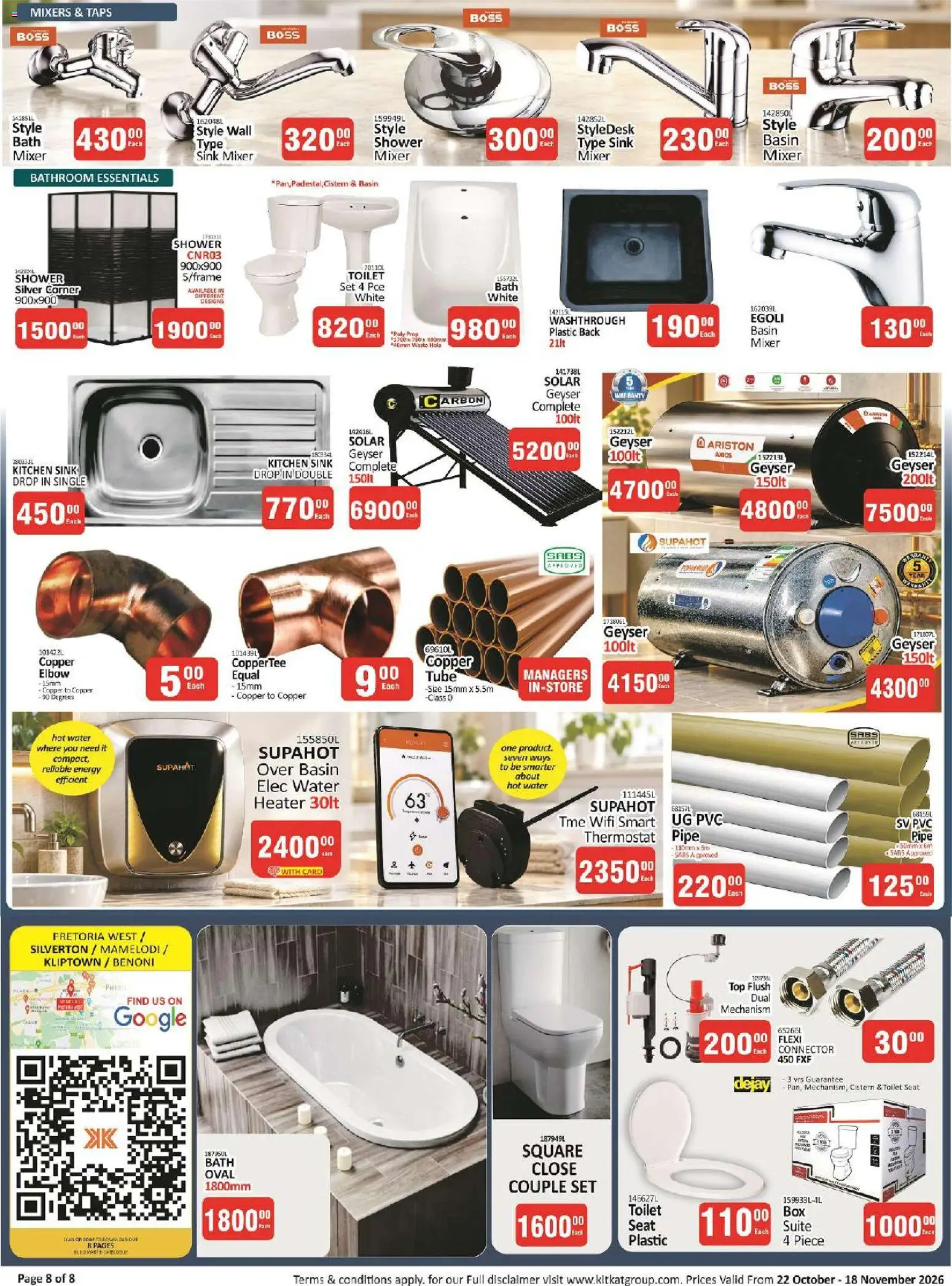 New KIT KAT Cash & Carry catalogue – valid from 22/10/2026 | Page: 8 | Products: Mixer, Geyser, Basin, Toilet seat