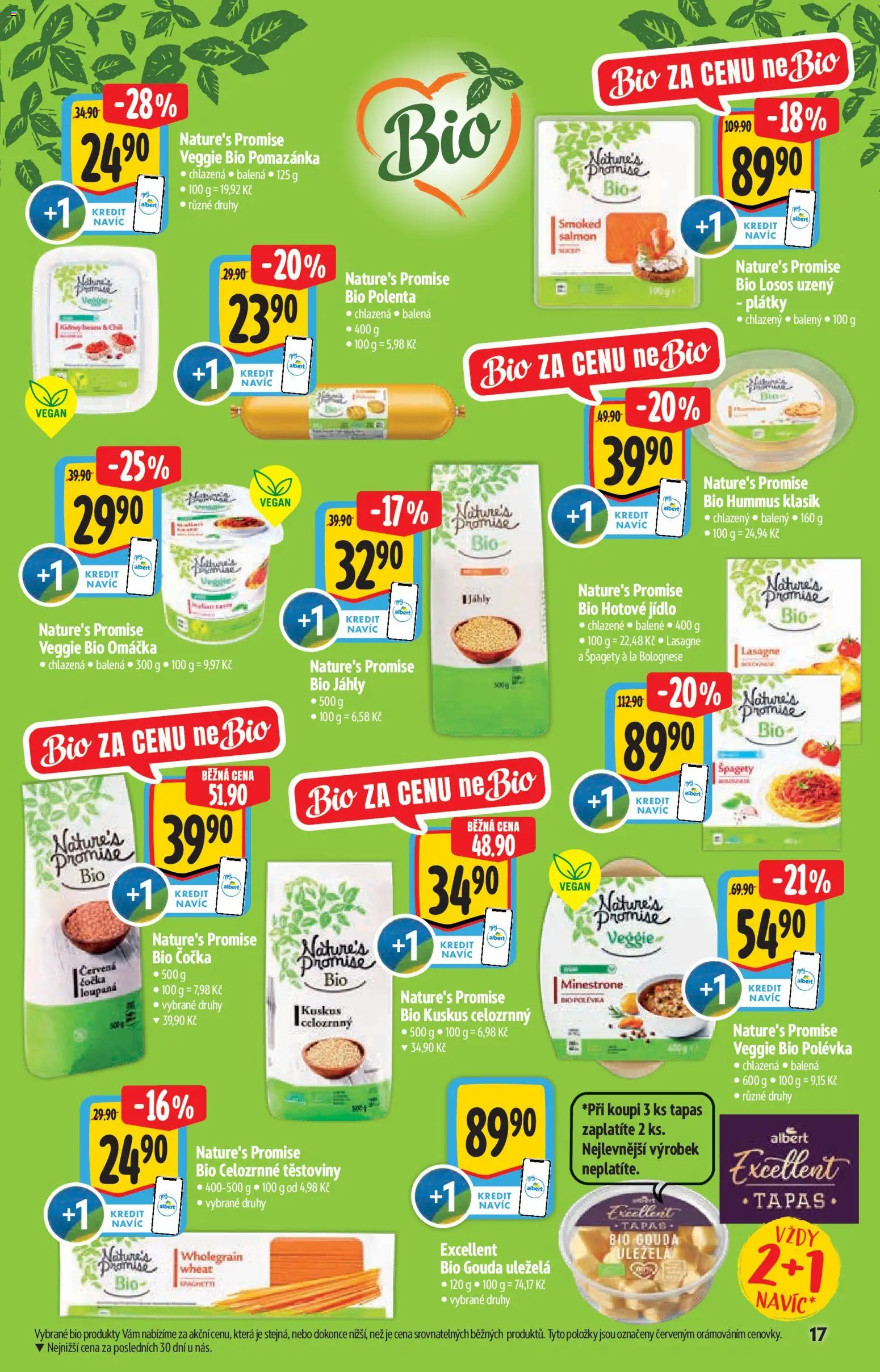 Albert katalog - Supermarket - Bio od 13.05.2026 | Strana: 17 | Produkty: Těstoviny, Špagety, Celozrnné těstoviny, Polenta