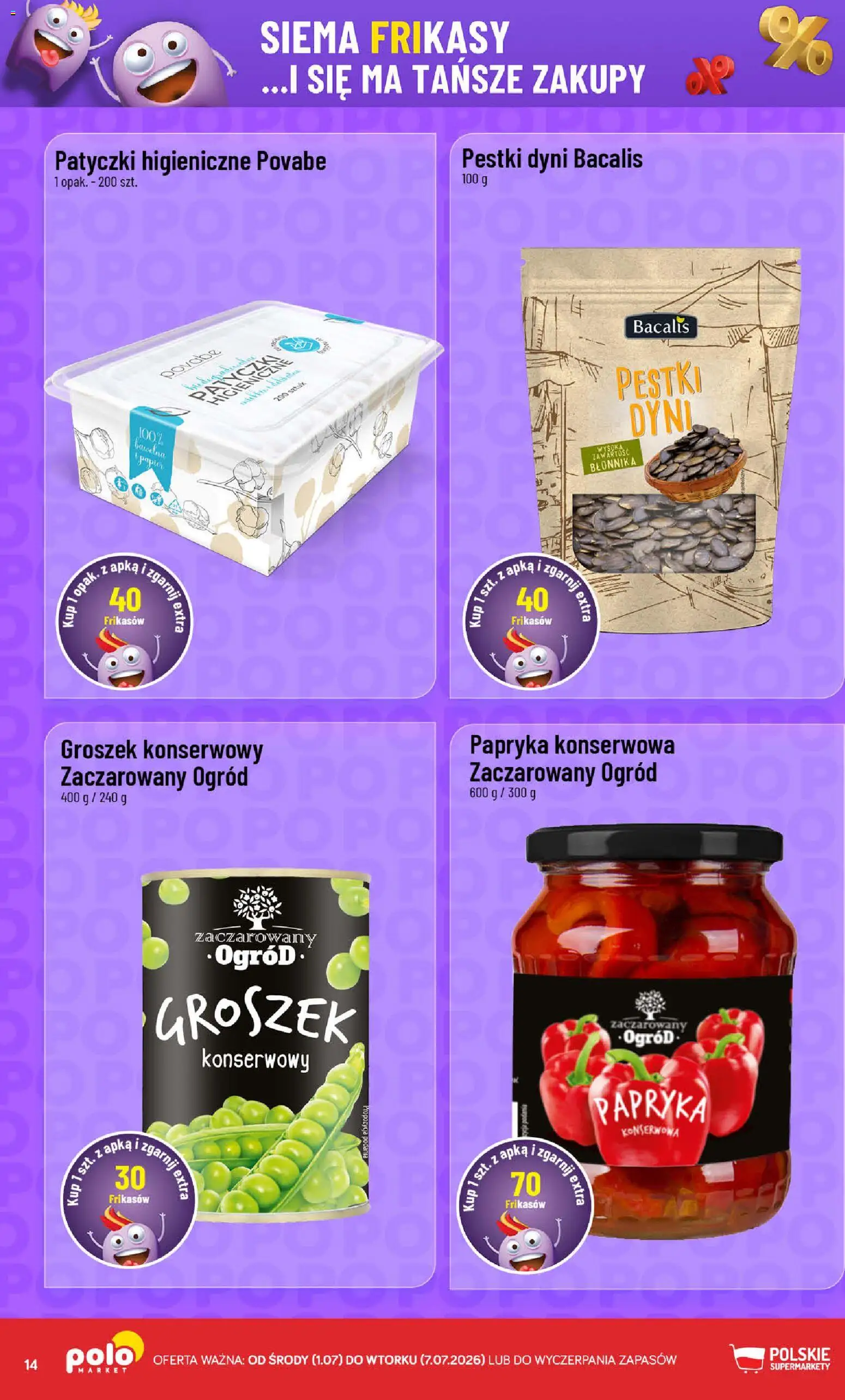 POLOmarket gazetka - Frikasowe Hity od 01.07.2026 | Strona: 14 | Produkty: Groszek, Papryka konserwowa, Groszek konserwowy, Pestki dyni