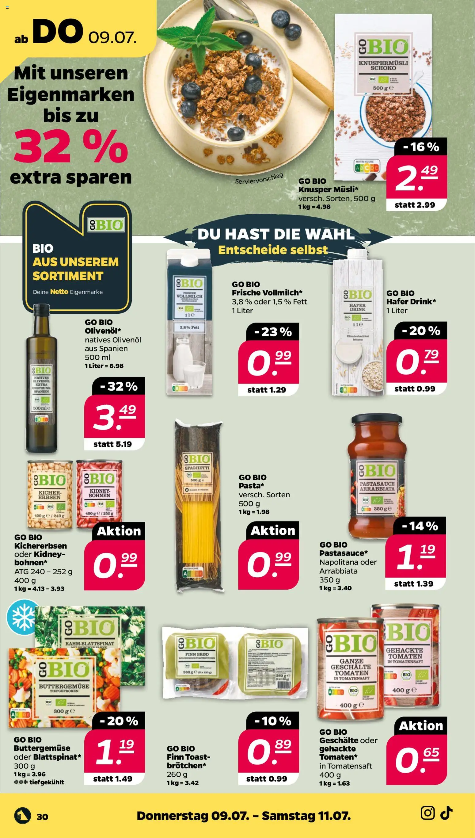 Netto Prospekt – gültig ab 06.07.2026 | Seite: 32 | Produkte: Toast, Olivenol, Tomaten, Erbsen