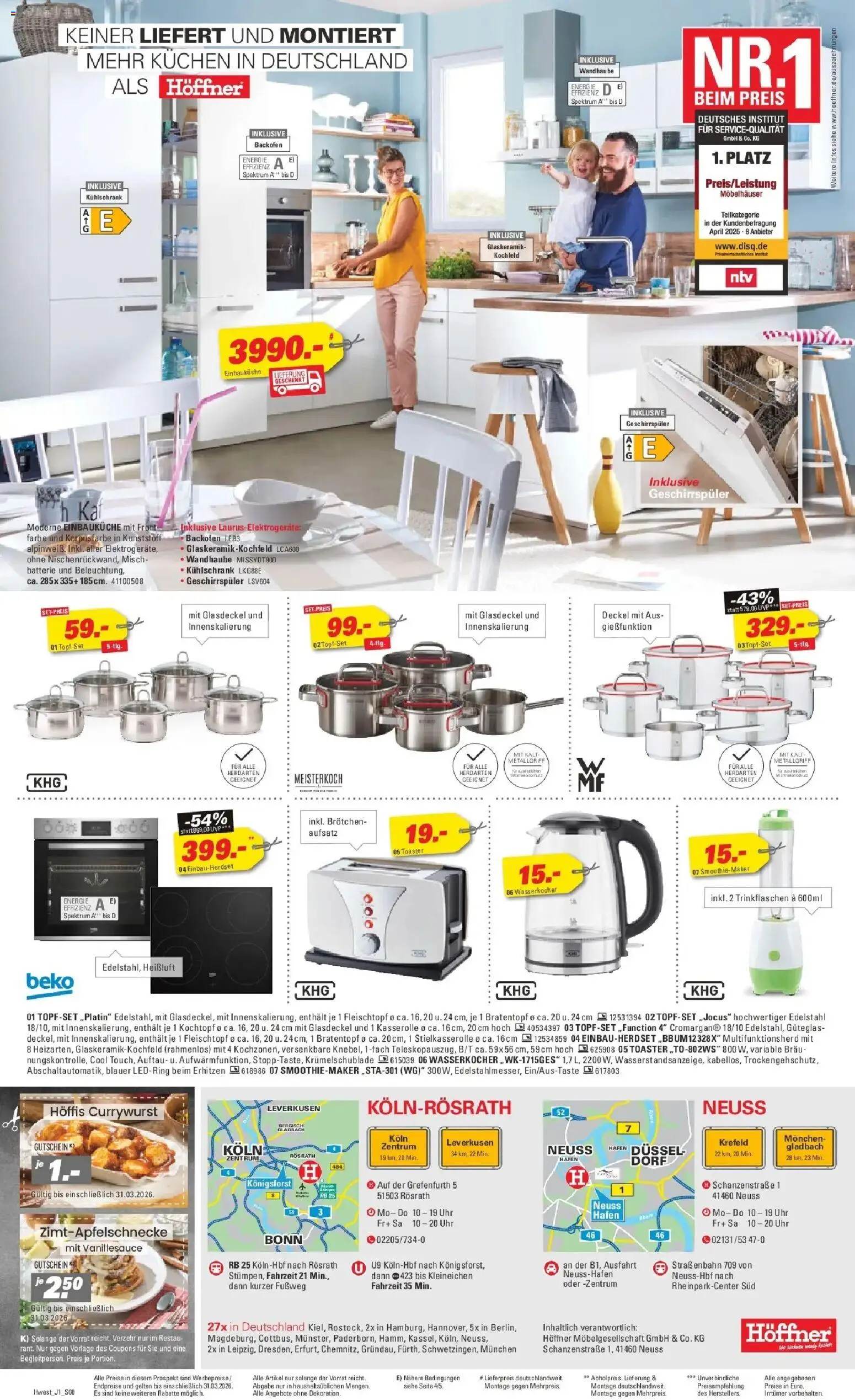 Höffner Prospekt Hamm	 – gültig ab 25.03.2026 | Seite: 8 | Produkte: Geschirrspüler, Batterie, Kühlschrank, Kuchen