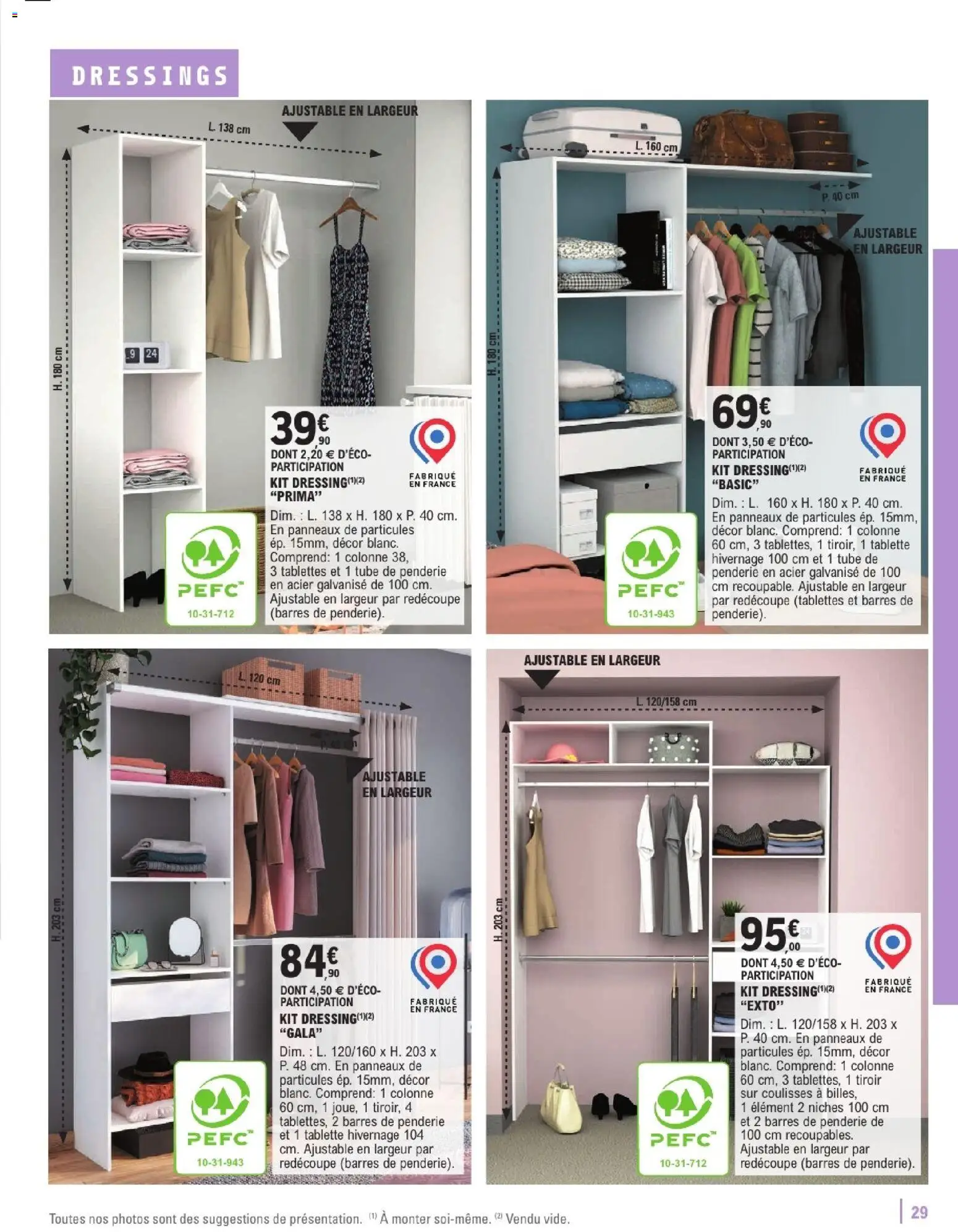 {H1} | Page: 29 | Produits: Penderie, Tablette, Colonne