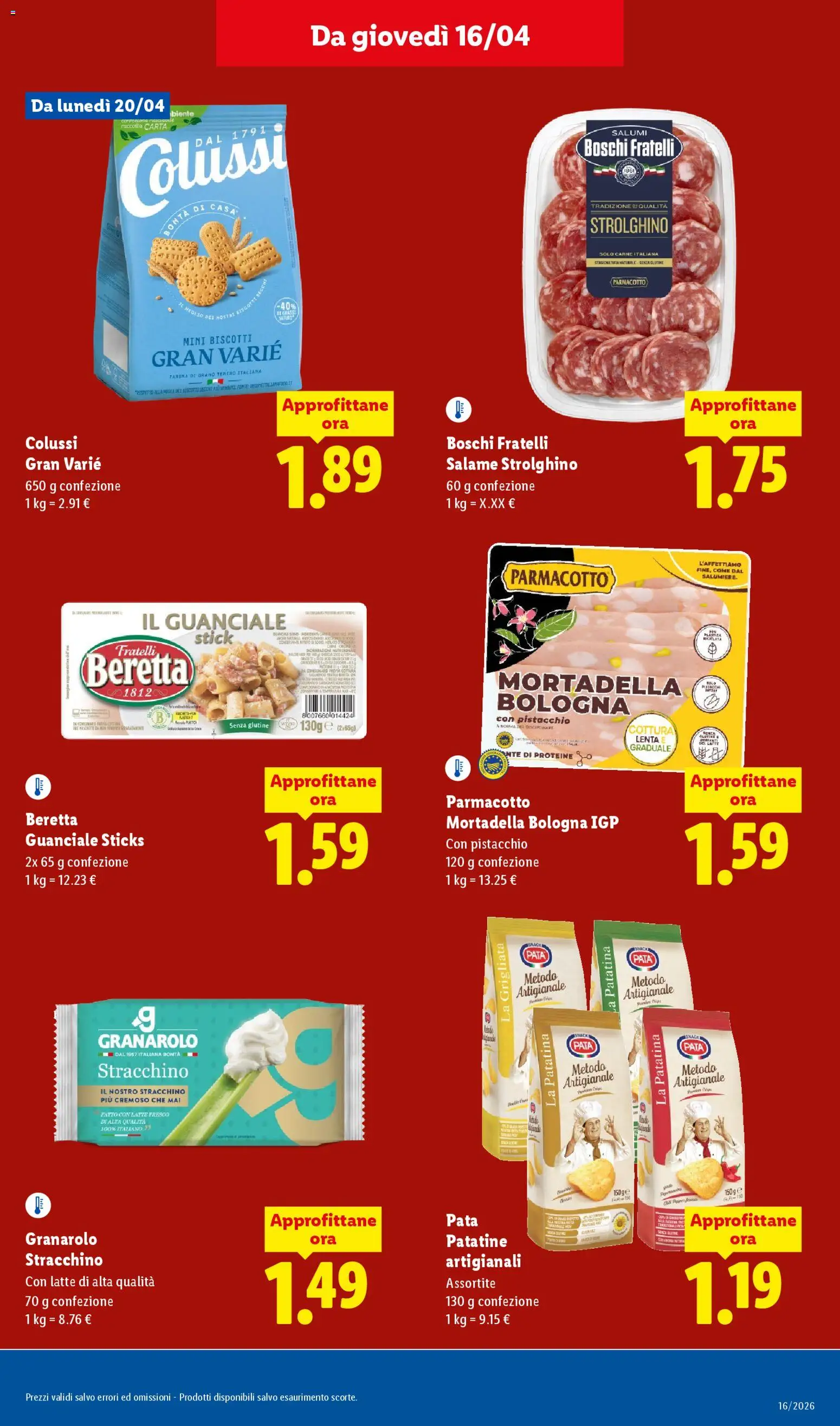 Volantino Lidl del 16.04.2026 | Pagina: 13 | Prodotti: Farina, Mortadella, Stracchino, Guanciale