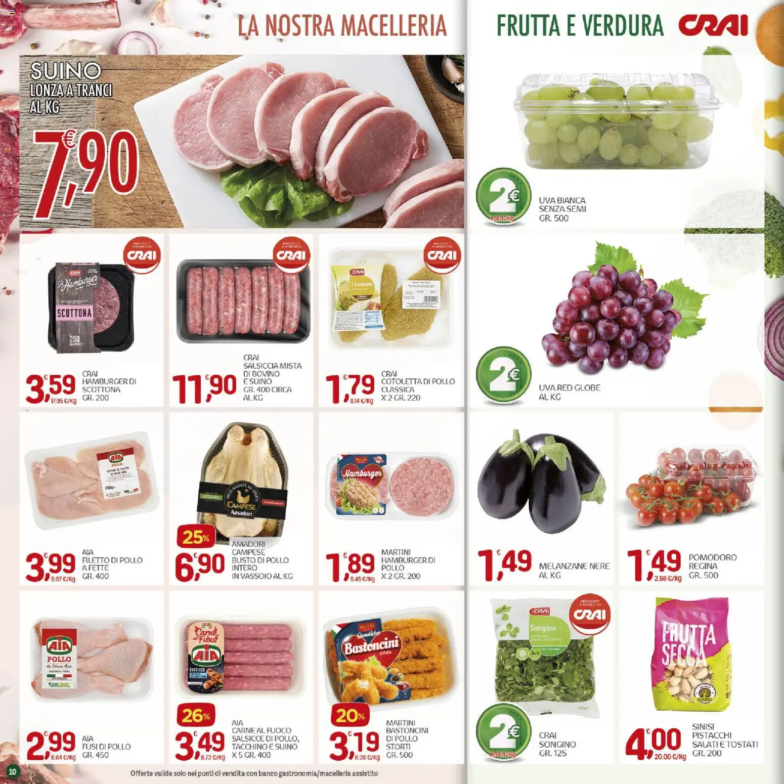 Volantino CRAI del 17/09/2026 | Pagina: 10 | Prodotti: Tacchino, Uva, Hamburger, Salsicce