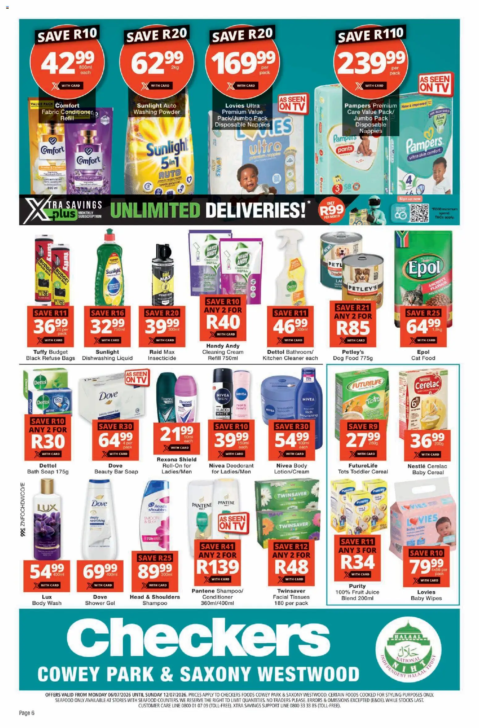 New Checkers catalogue – valid from 06/07/2026 | Page: 6 | Products: Shower gel, Fruit, Washing powder, Nappies