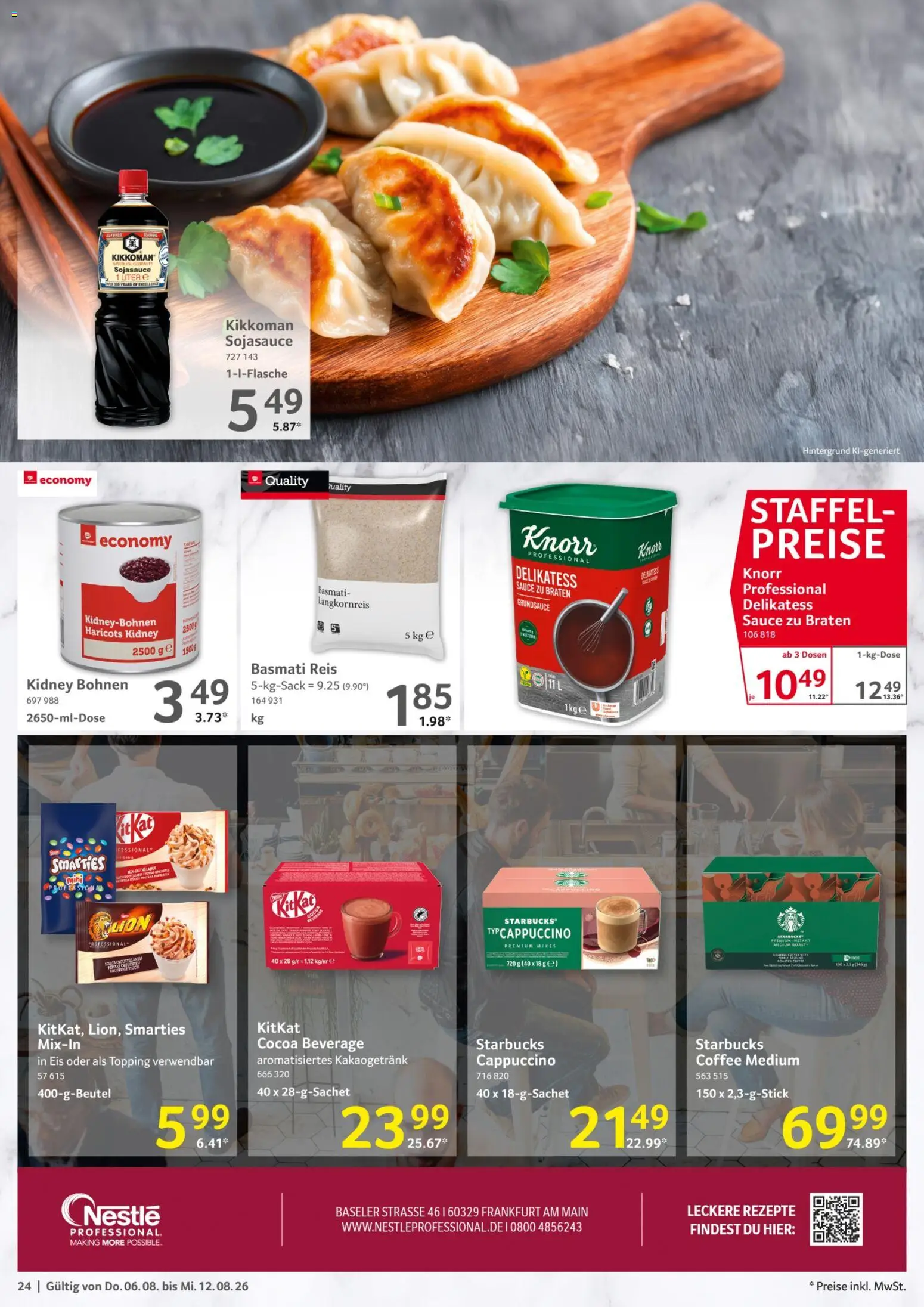 Selgros Prospekt – gültig ab 06.08.2026 | Seite: 24 | Produkte: Smarties, Starbucks, Reis, Eis