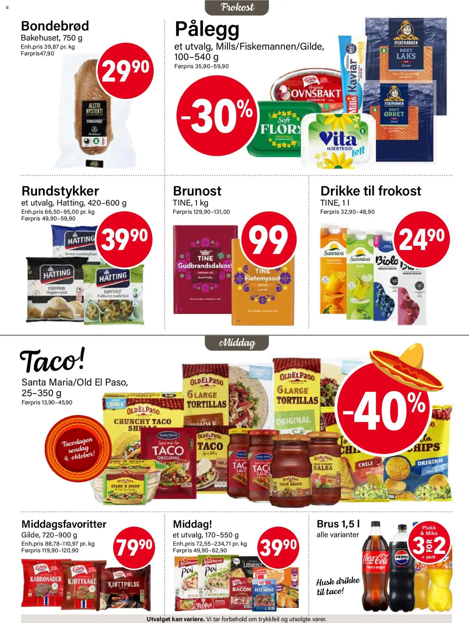 {H1} | Side: 2 | Produkter: Brunost, Kaviar, Cola, Laks
