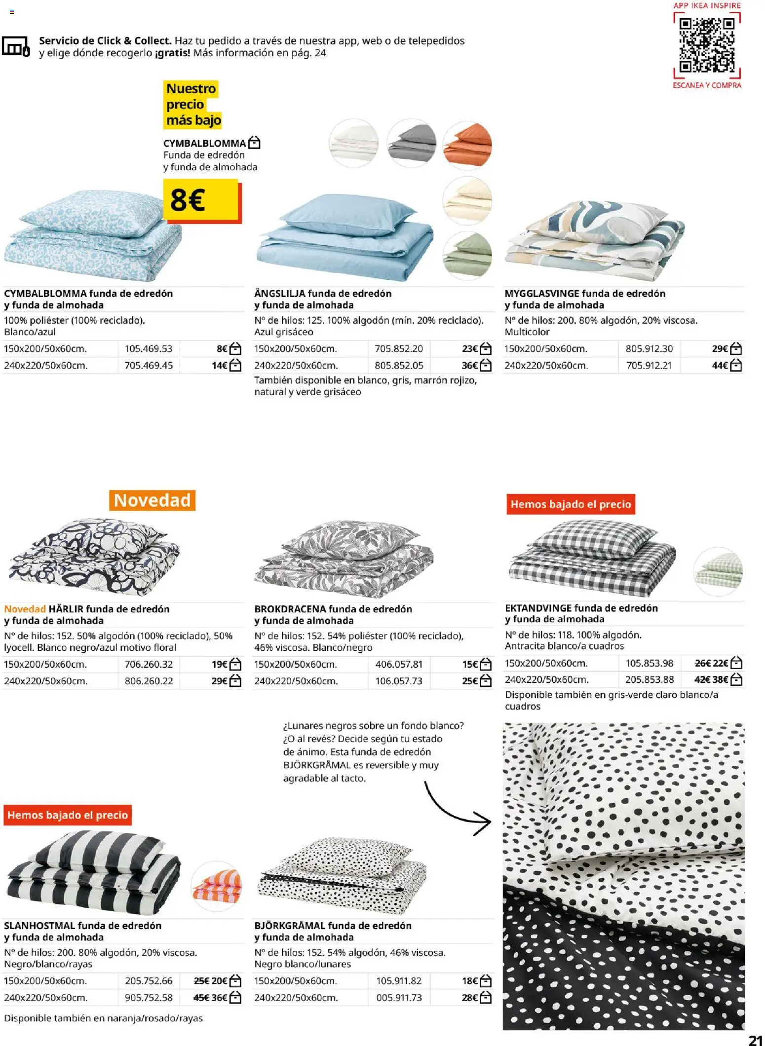 Catálogo IKEA Ropa de Cama │ válido desde el 01/02/2026 | Página: 21 | Productos: Edredón, Funda, Algodón, Almohada