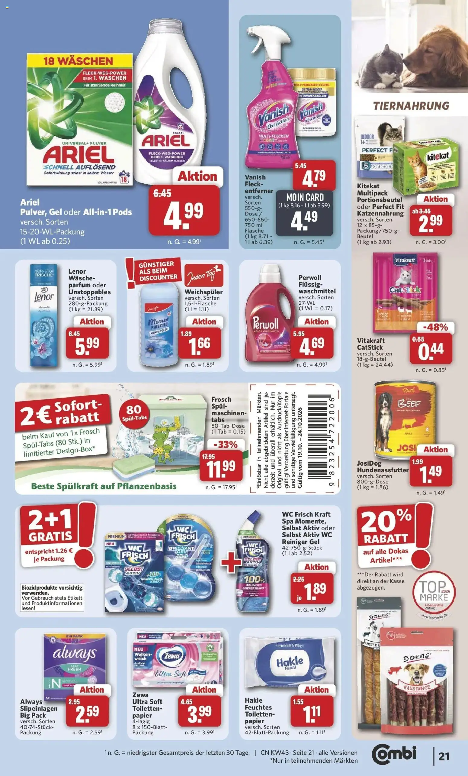 Combi Prospekt Twistringen (ab 19.10.2026) zum Blättern | Seite: 21 | Produkte: Perwoll, Zewa, Wasser, Wc frisch