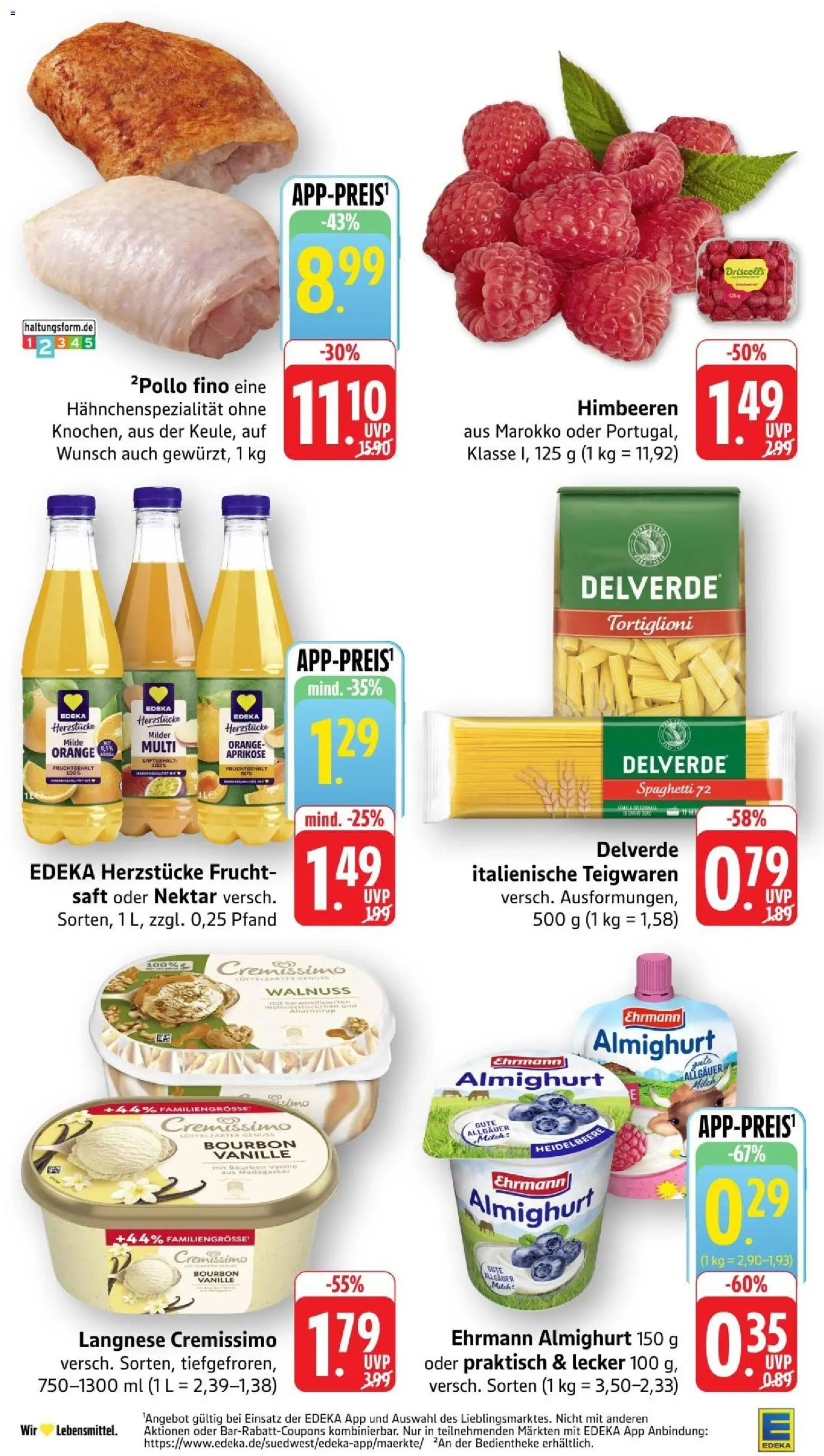 Edeka Prospekt Stuttgart – gültig ab 17.08.2026 | Seite: 2 | Produkte: Himbeeren, Langnese, Spaghetti, Saft