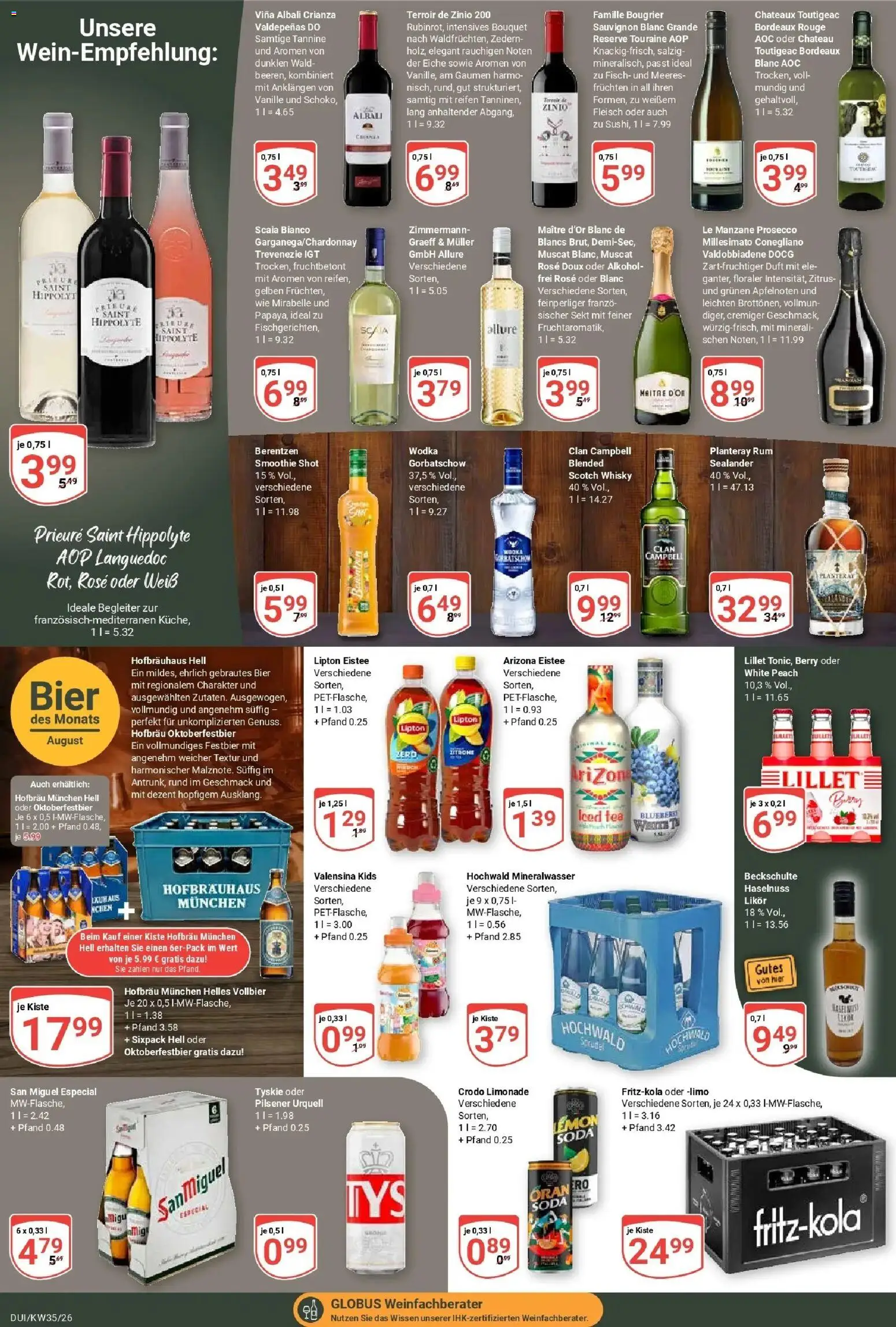 Globus Prospekt Duisburg (ab 24.08.2026) » Angebote online | Seite: 19 | Produkte: Rouge, Valensina, Vanille, Berentzen