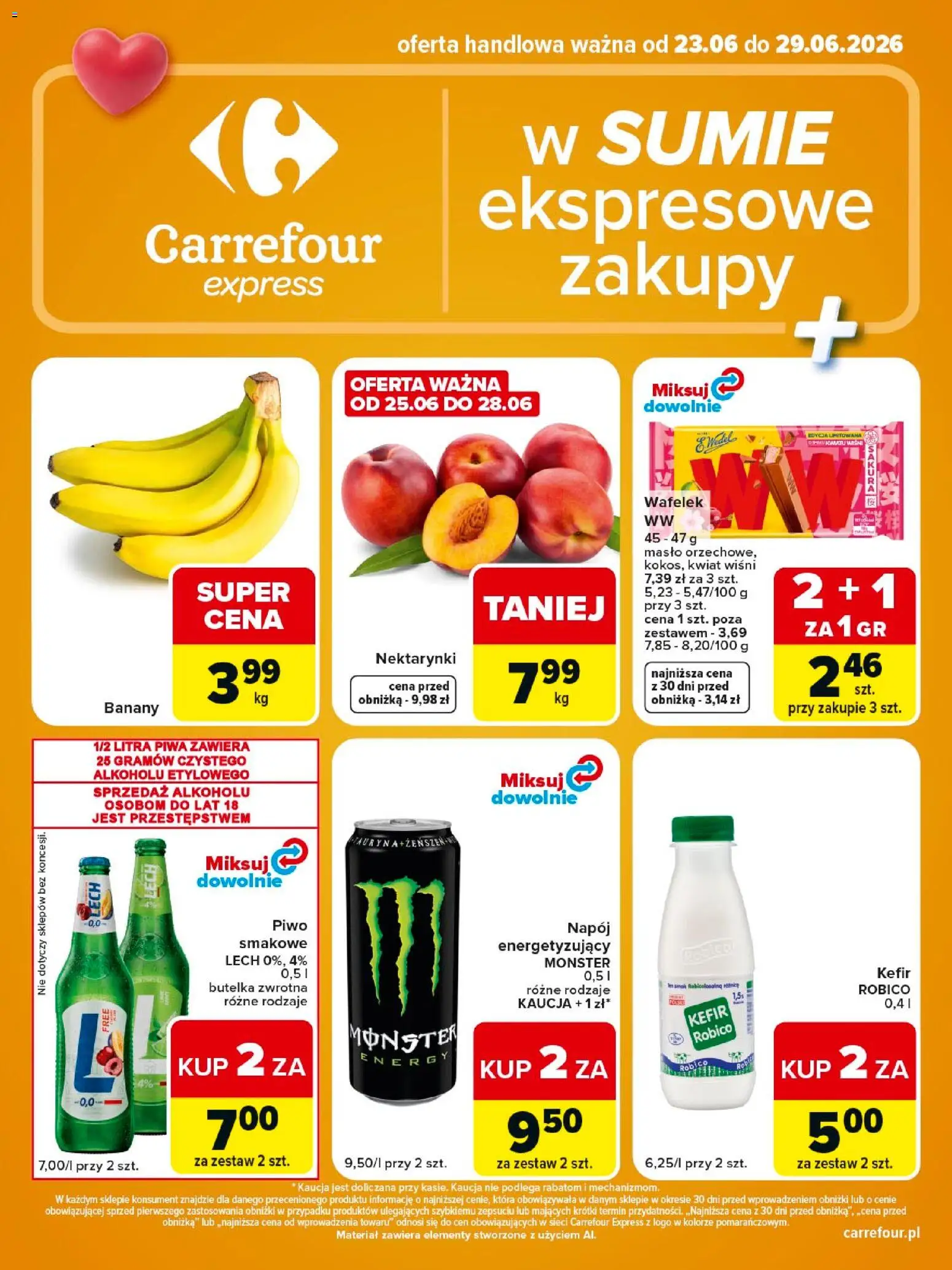 Carrefour gazetka - Express II od 23.06.2026 | Strona: 1 | Produkty: Kefir robico, Kefir, Masło, Piwo