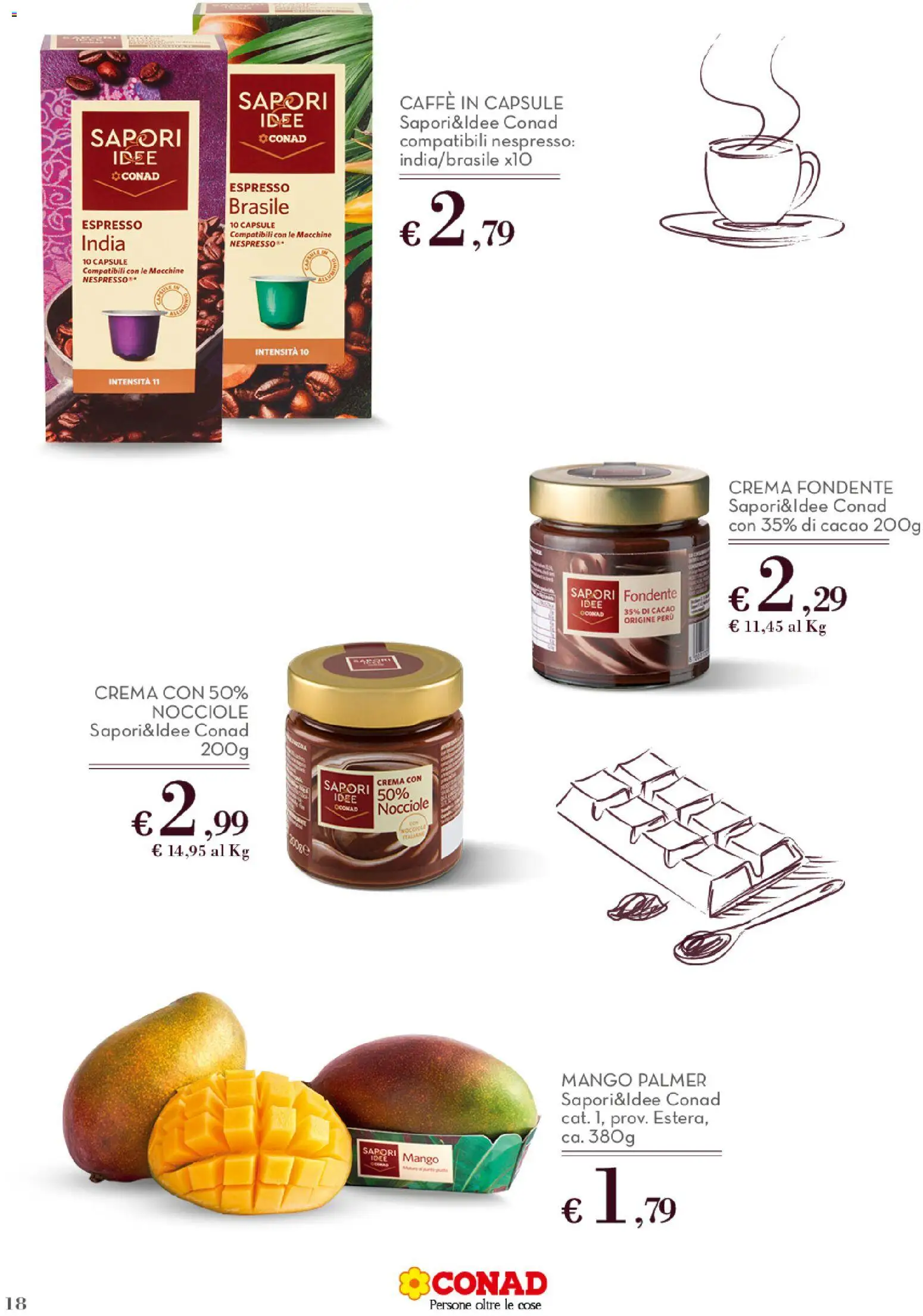 Volantino Conad del 09/09/2026 | Pagina: 18 | Prodotti: Caffè, Mango, Caffe in capsule, Cacao