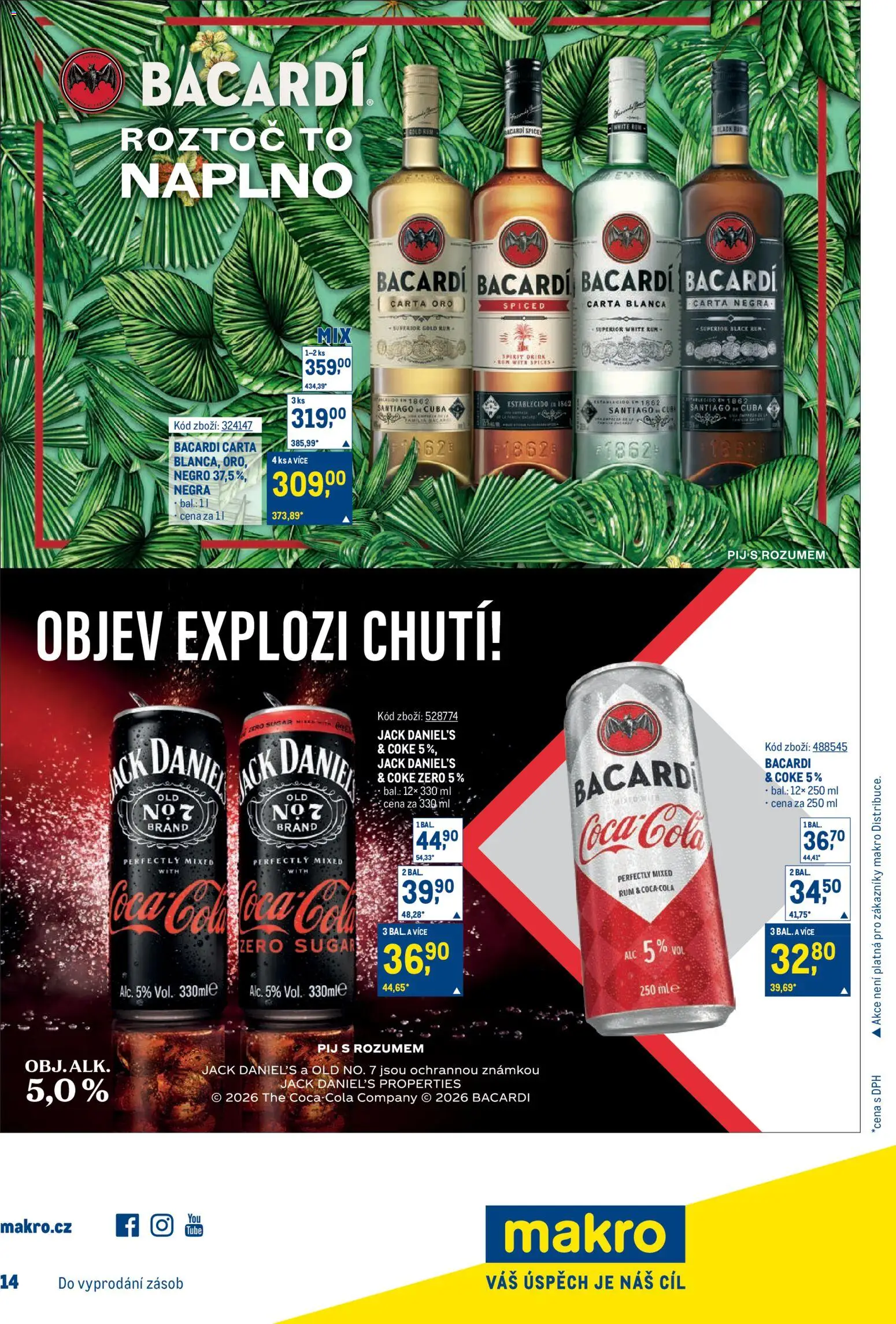 Makro leták - Maloobchod od 17.06.2026 | Strana: 18 | Produkty: Rum, Coca cola, Jack Daniel’s, Cola