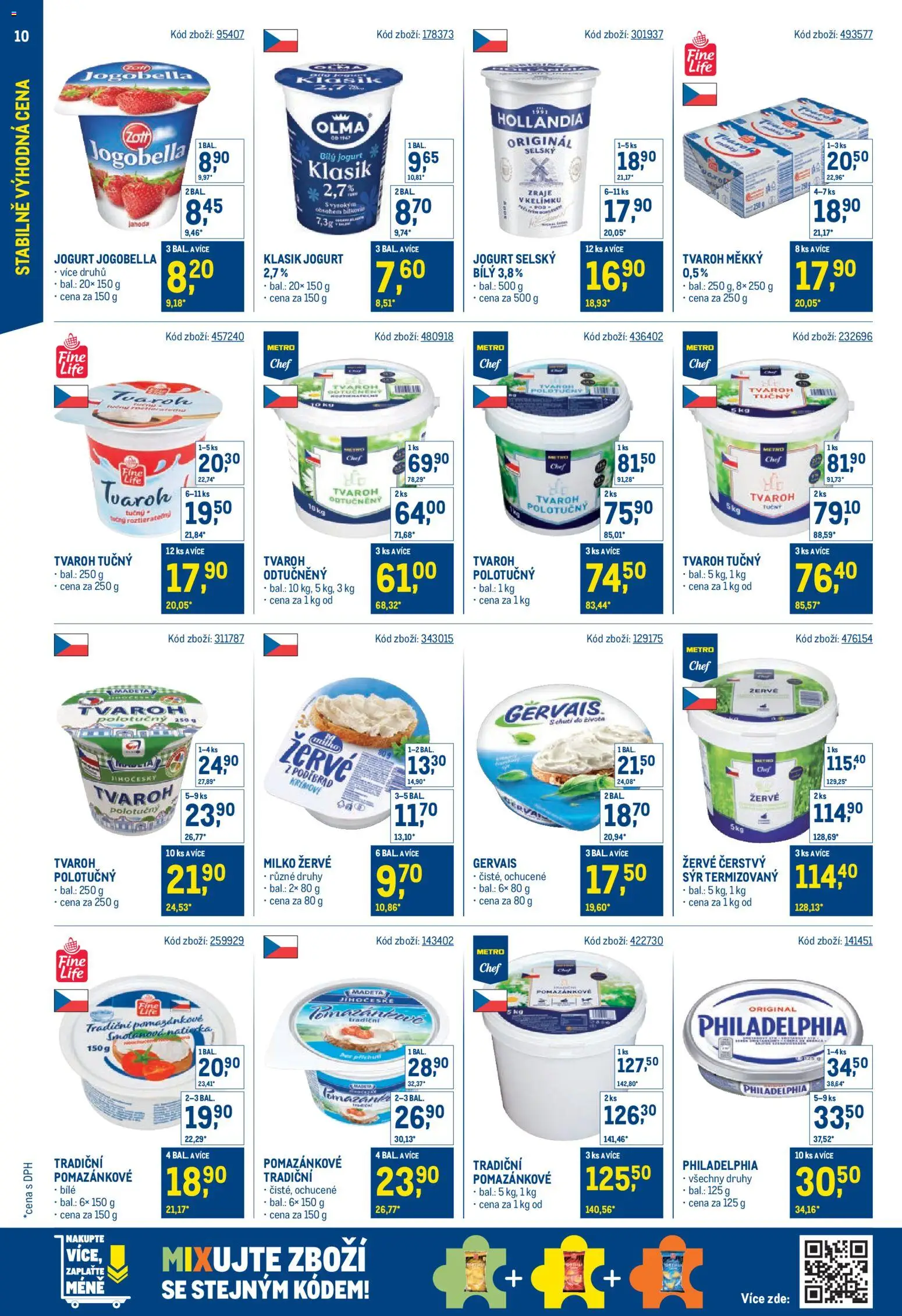 Makro leták - Cash & Carry od 20.05.2026 | Strana: 10 | Produkty: Žervé, Philadelphia, Gervais, Tvaroh tučný