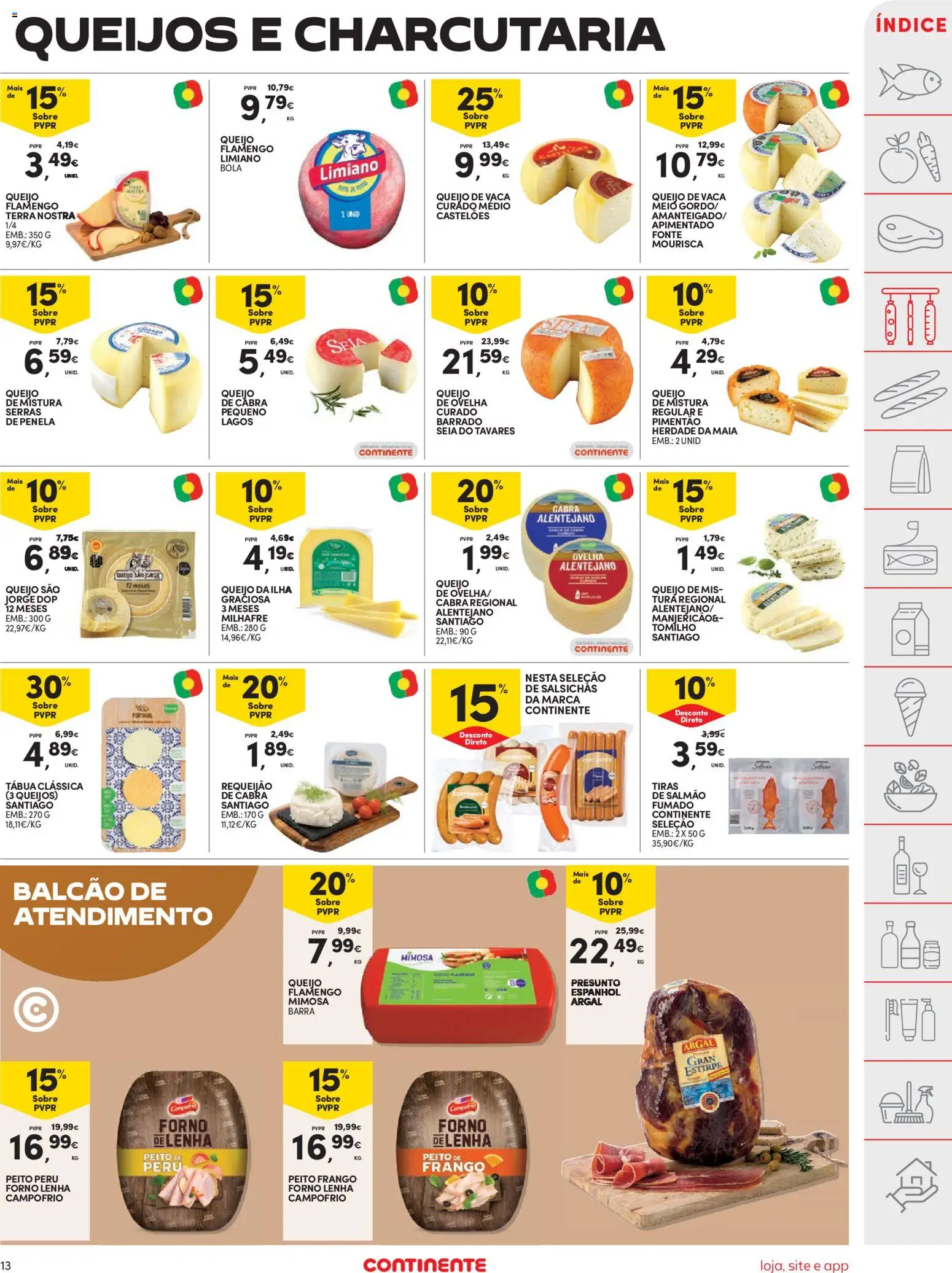 Continente folheto │ válido de 14.04.2026 | Página: 13 | Produtos: Peito de peru, Peru, Queijo, Presunto