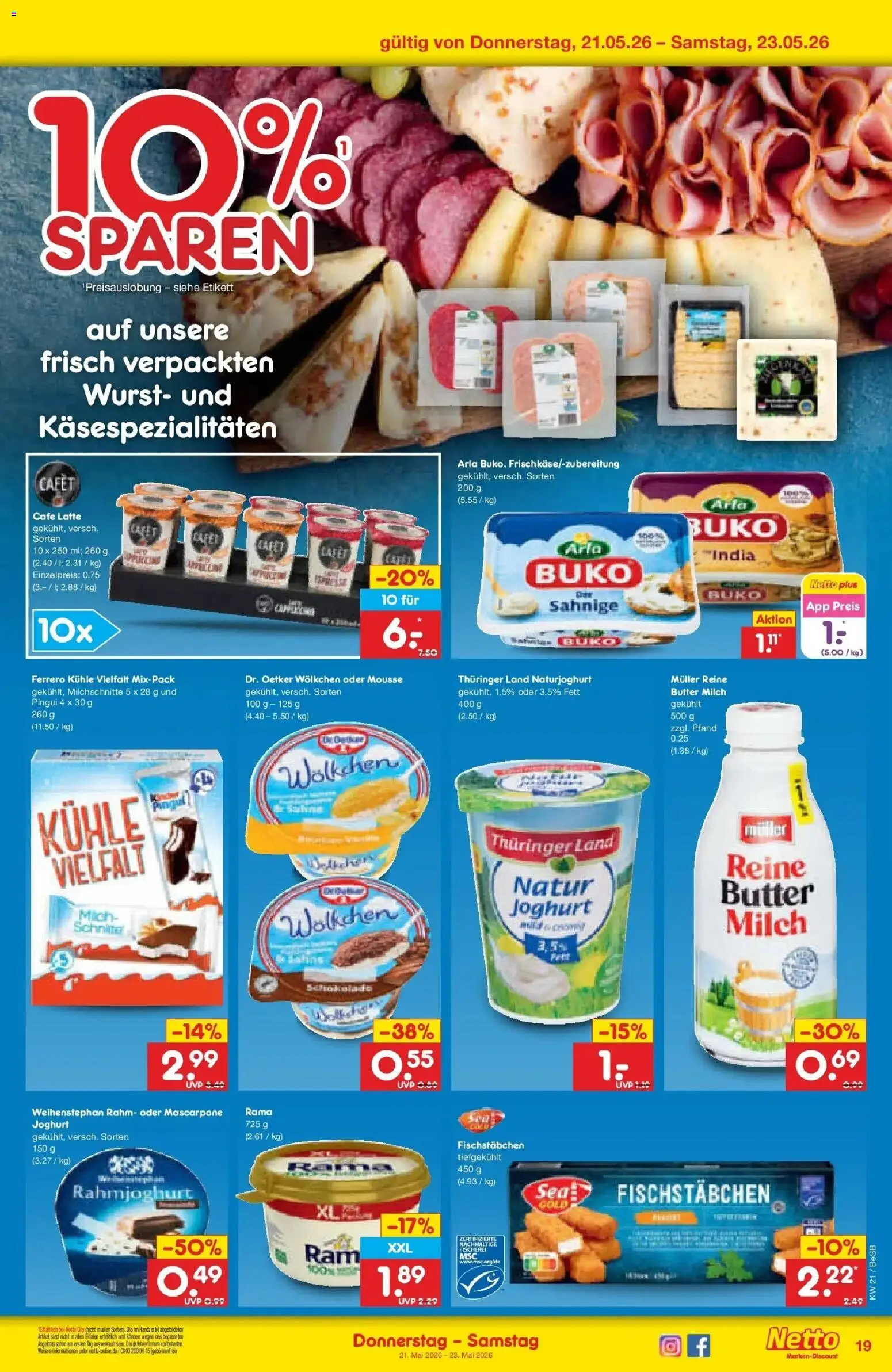 Netto Marken-Discount Prospekt Kremmen	 – gültig ab 17.05.2026 | Seite: 21 | Produkte: Rama, Milch, Mascarpone, Wurst