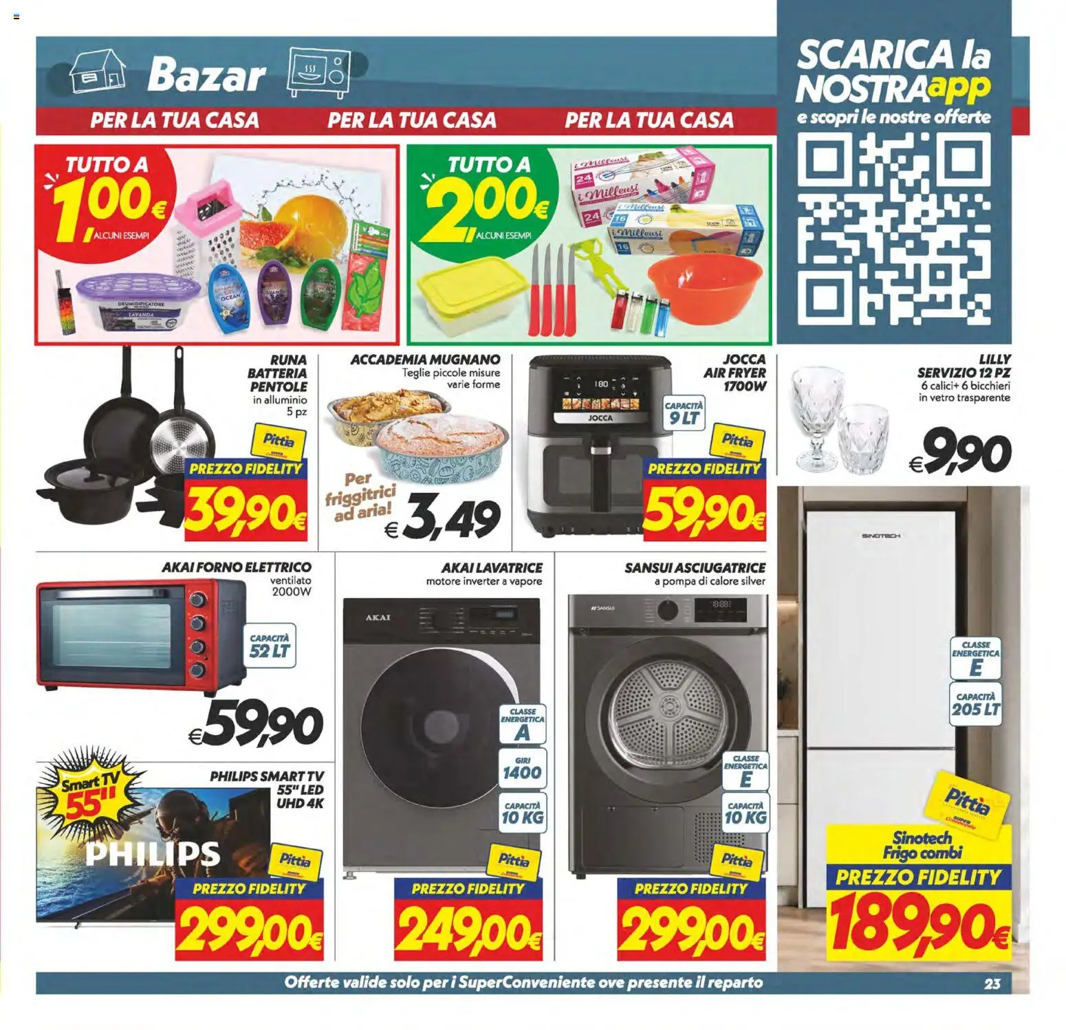Volantino SuperConveniente del 22/09/2026 | Pagina: 23 | Prodotti: smart TV, Lavatrice, Asciugatrice, Alluminio
