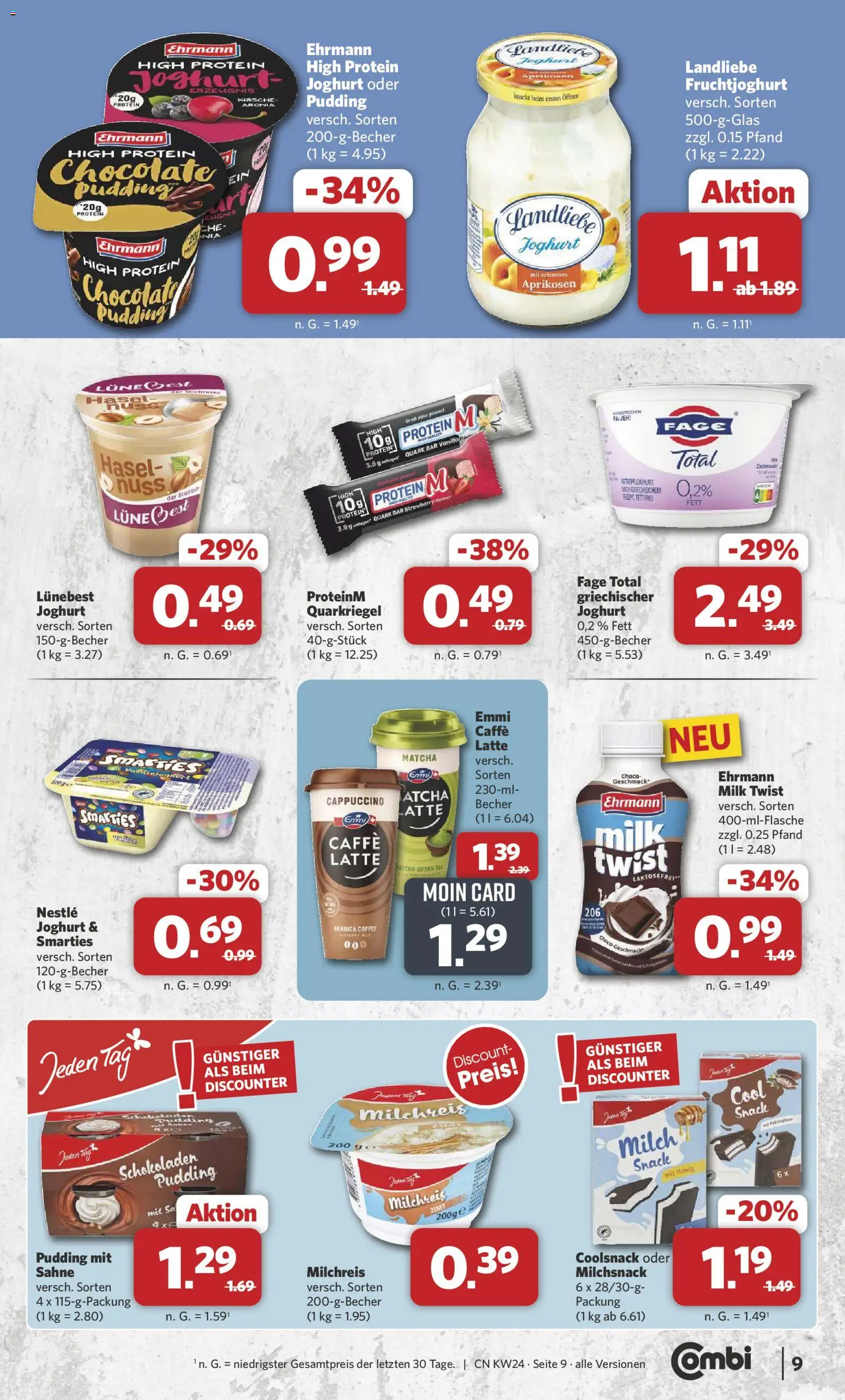 Combi Prospekt – gültig ab 08.06.2026 | Seite: 9 | Produkte: Joghurt, Pudding, Landliebe joghurt, TV