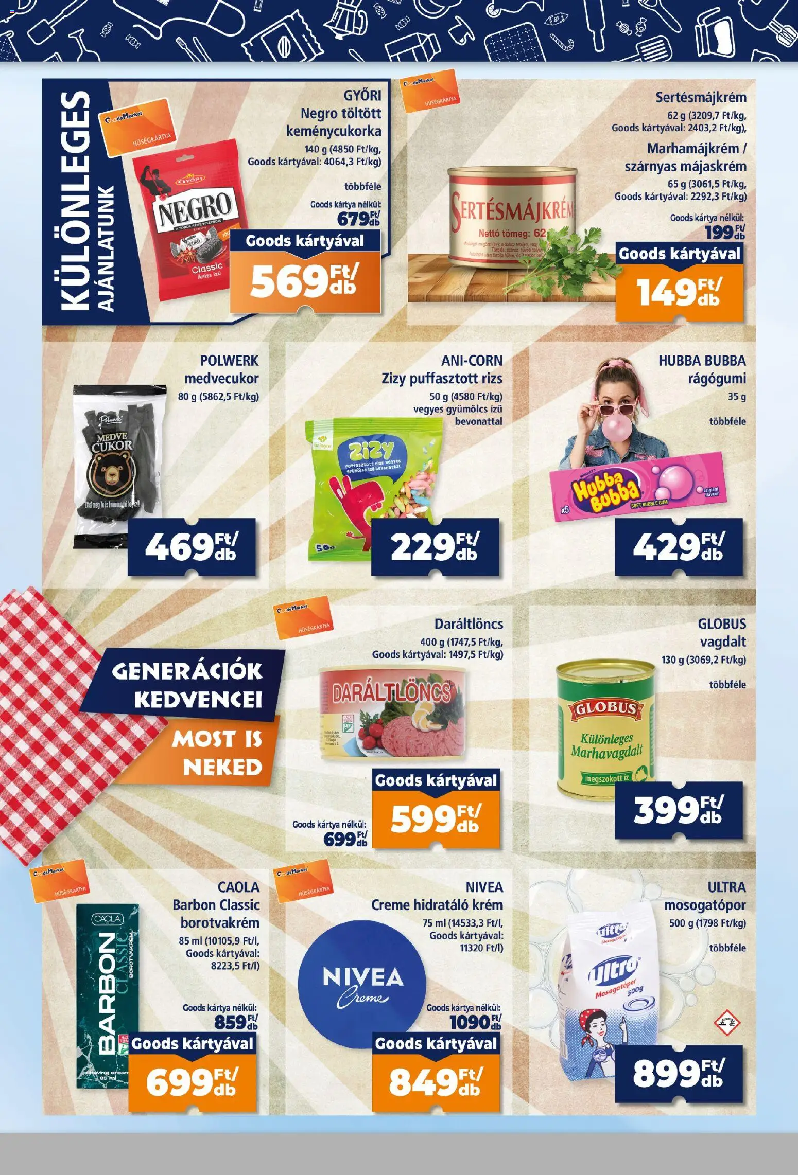Goods Market akciós ujság - amely érvényes a következő dátumtól: 2026.09.17. | Oldal: 6 | Termékek: Rágógumi, Gyümölcs, Gouda, Bor