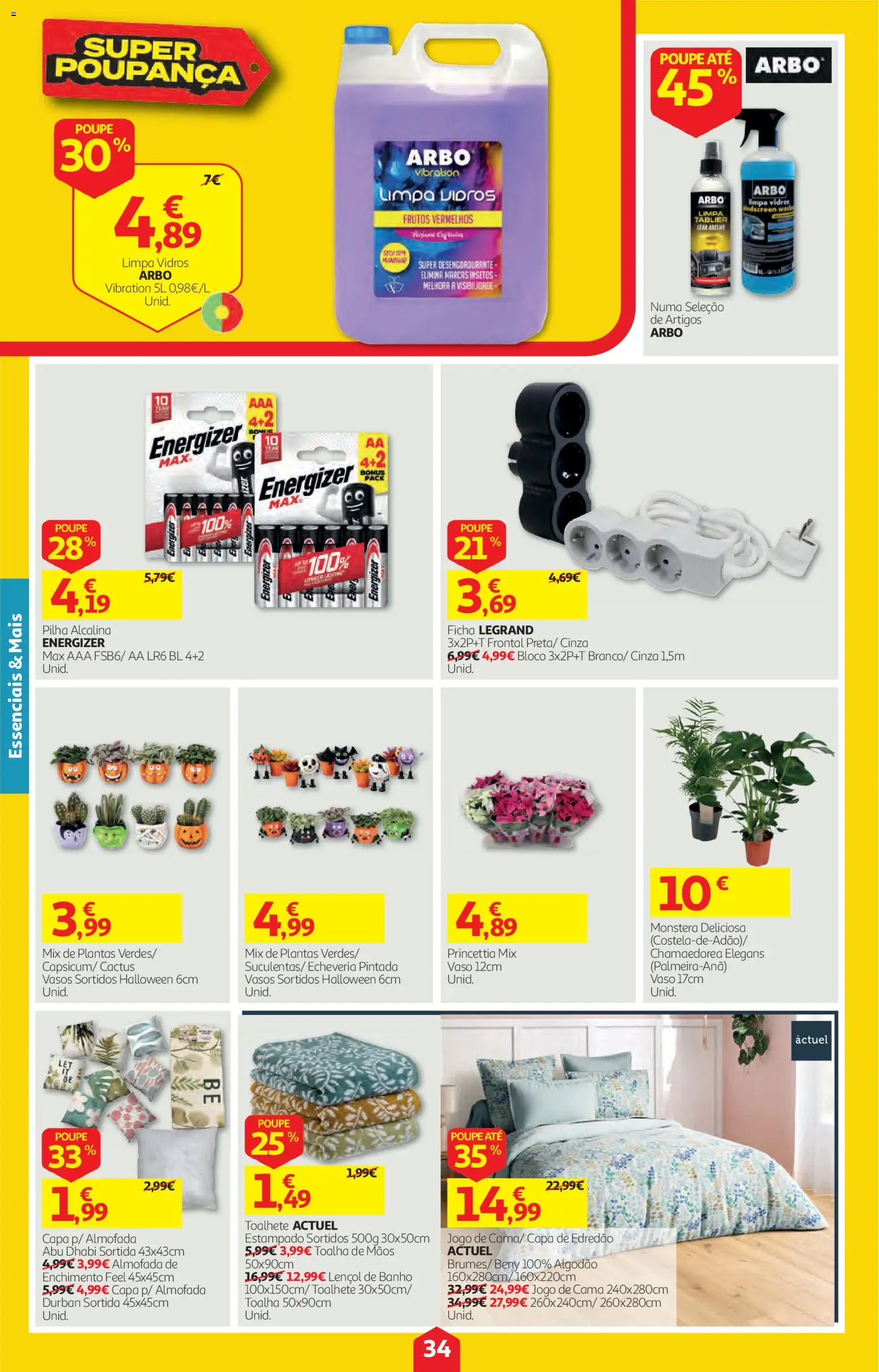 Auchan folheto │ válido de 22/10/2026 | Página: 34 | Produtos: Algodão, Lençol, Limpa vidros, Banho