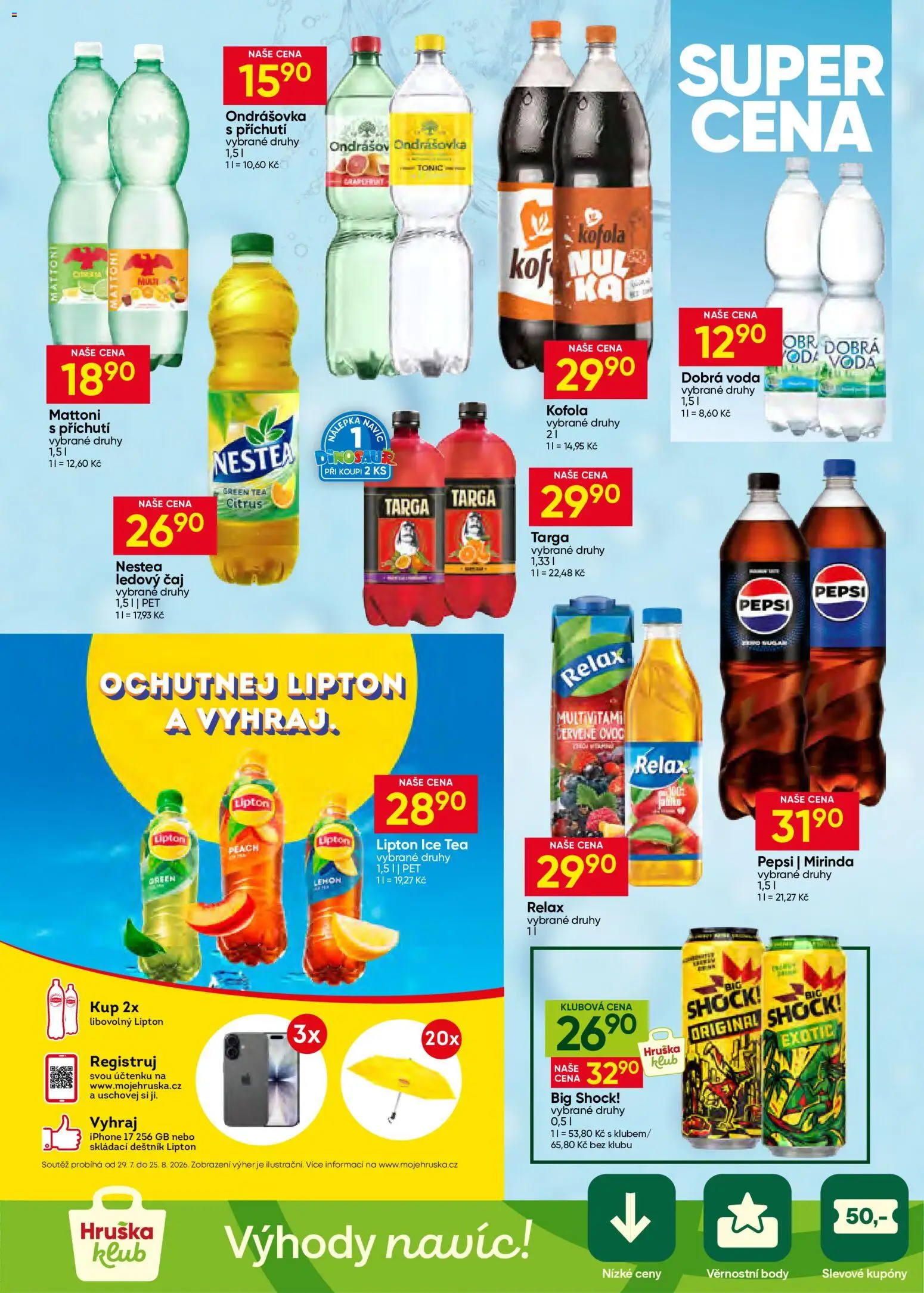 Hruška leták od 19.08.2026 | Strana: 9 | Produkty: Dobrá voda, Mattoni, Mirinda, Ice tea