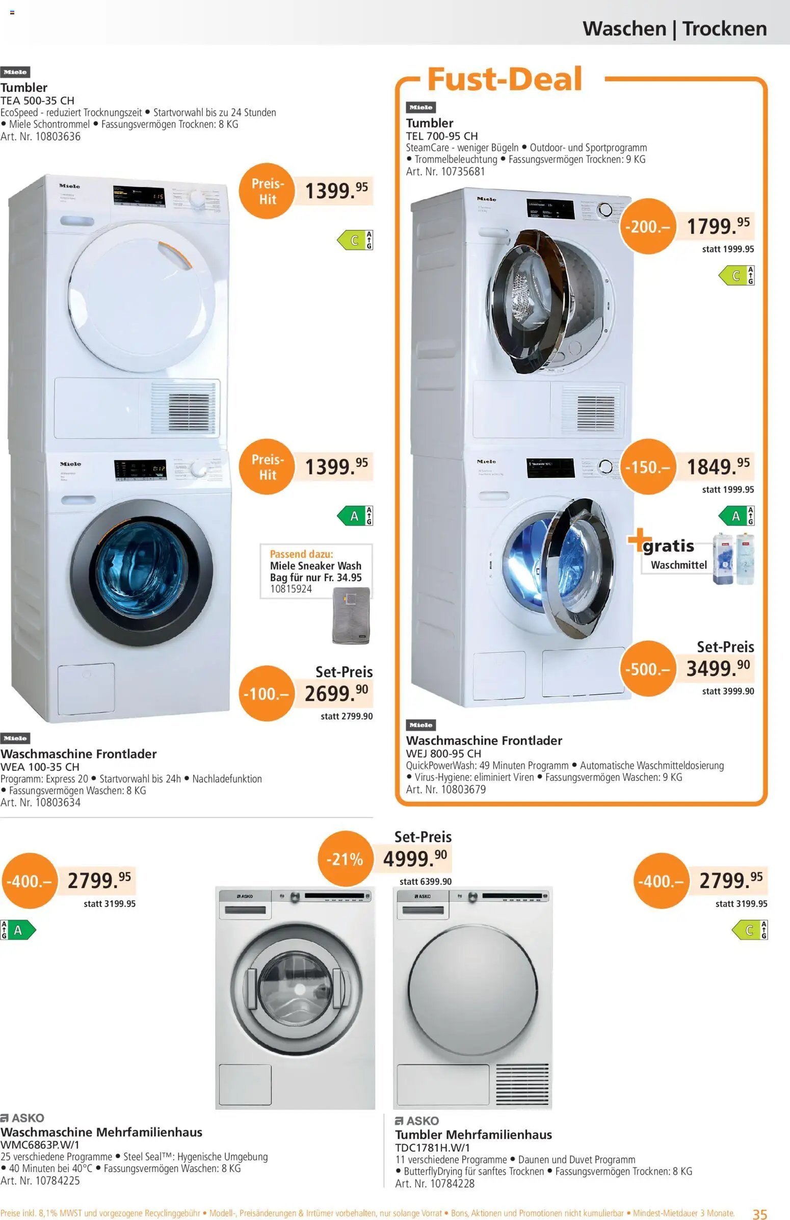 Fust aktionen – gültig ab 24.08.2026 | Seite: 35 | Produkte: Waschmittel, Waschmaschine, Miele