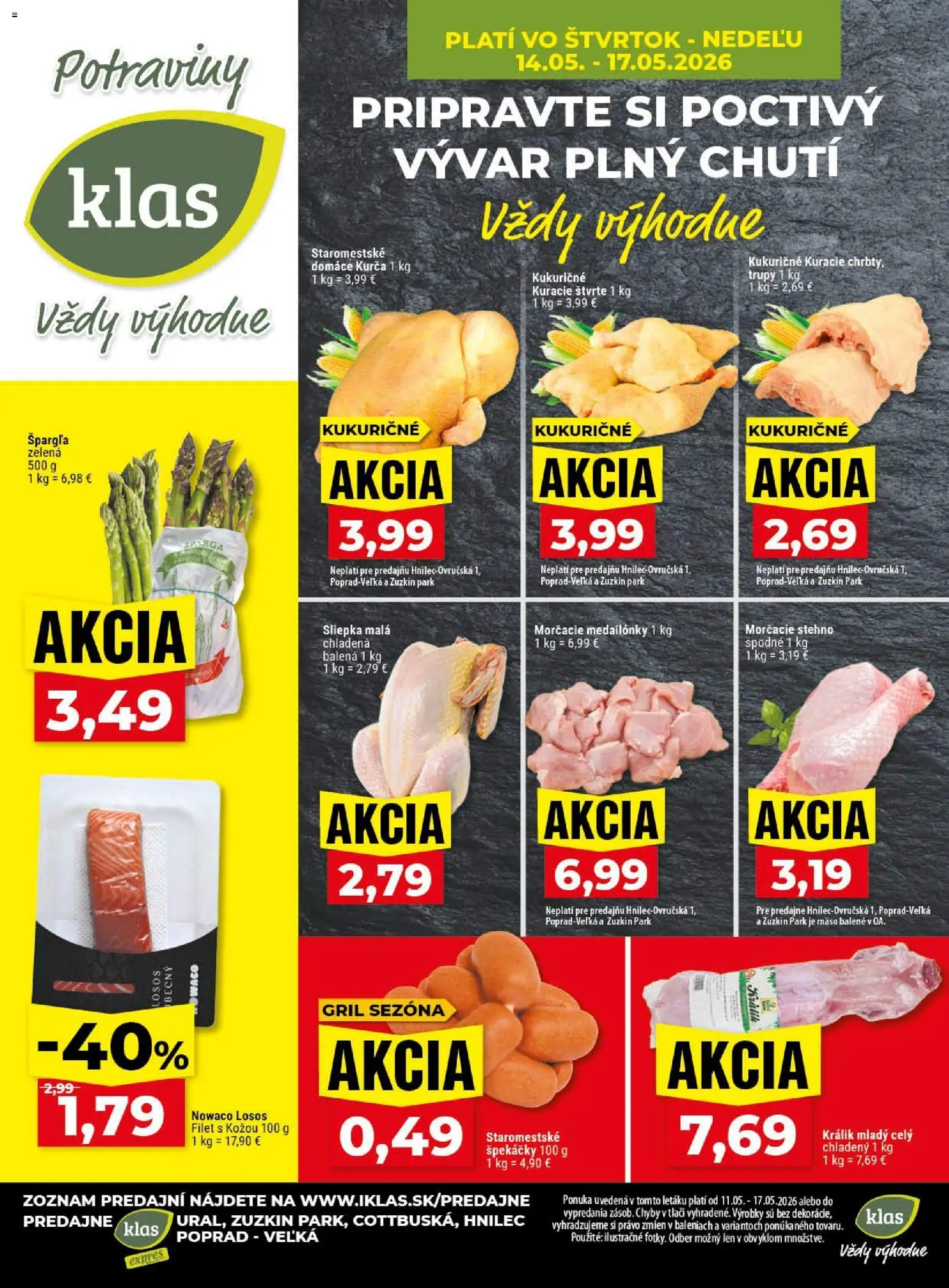 Nové Klas akcie – leták je platný od 11.05.2026 | Strana: 29 | Produkty: Gril, Losos, Špargľa, Kurča