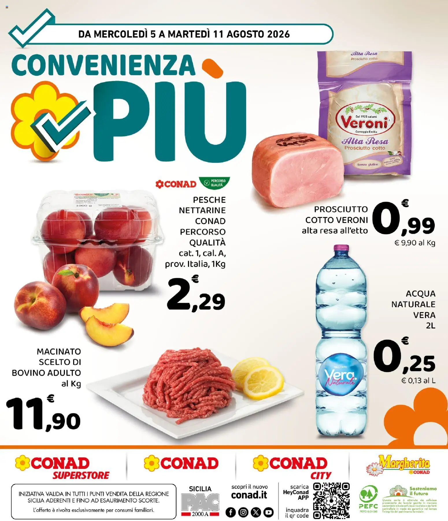 Volantino Conad del 05/08/2026 | Pagina: 8 | Prodotti: Bovino, Prosciutto Cotto, Acqua, Acqua naturale