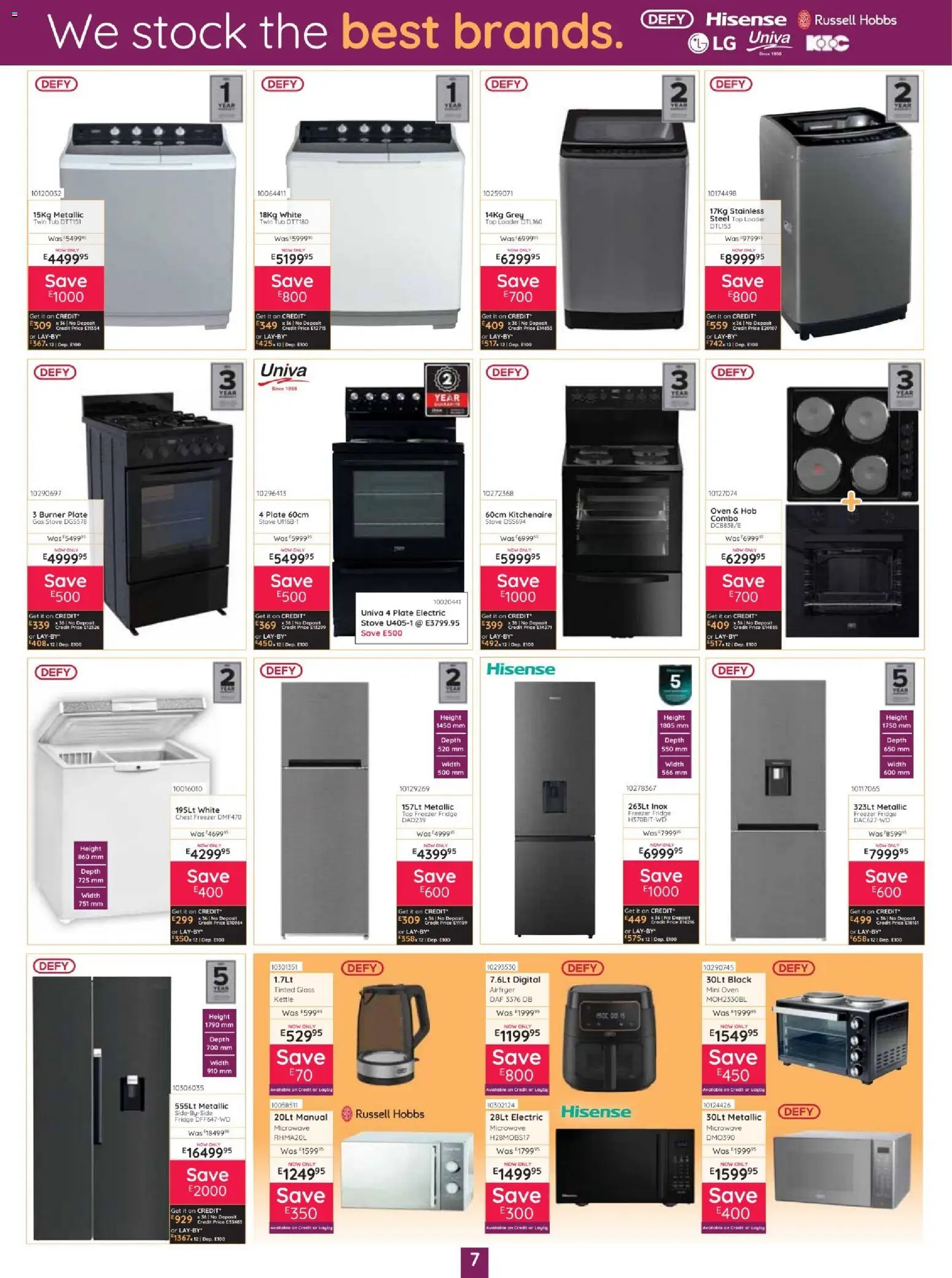 New Bradlows catalogue – valid from 17/09/2026 | Page: 7 | Products: Hob, Stove, Freezer fridge, Chest freezer