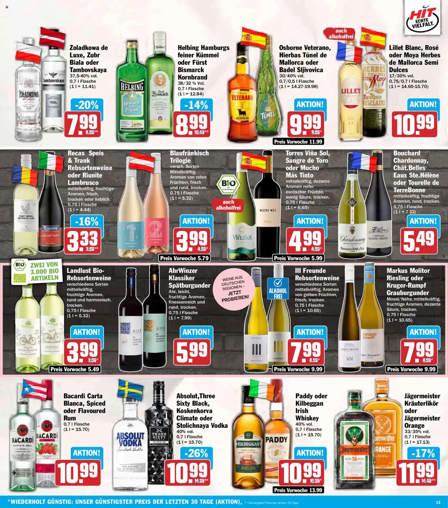 HIT Prospekt – gültig ab 17.08.2026 | Seite: 13 | Produkte: Bacardi, Osborne, Alkohol, Whiskey