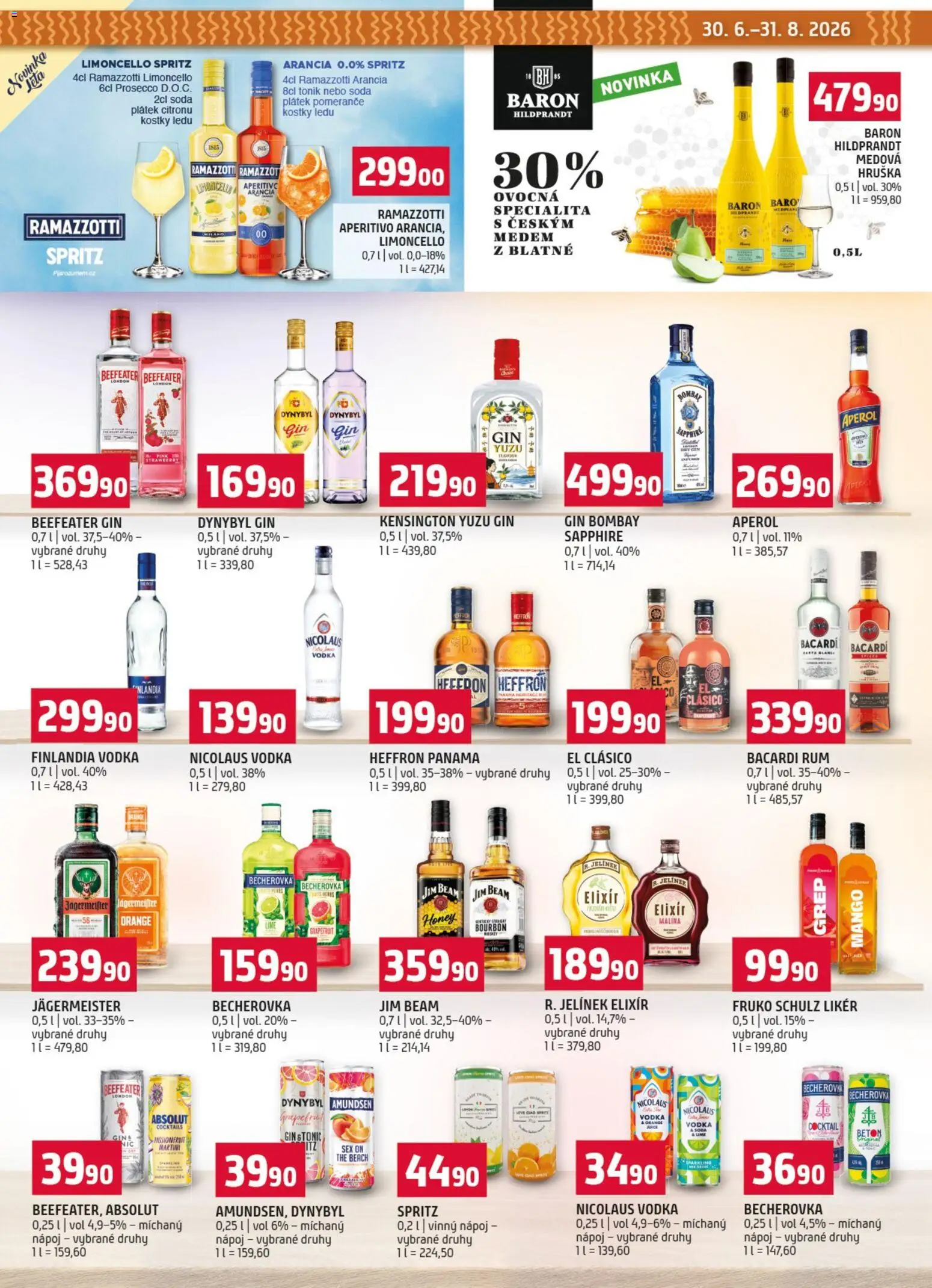 Terno leták od 29.07.2026 | Strana: 23 | Produkty: Prosecco, Bacardi Rum, Aperol, Becherovka