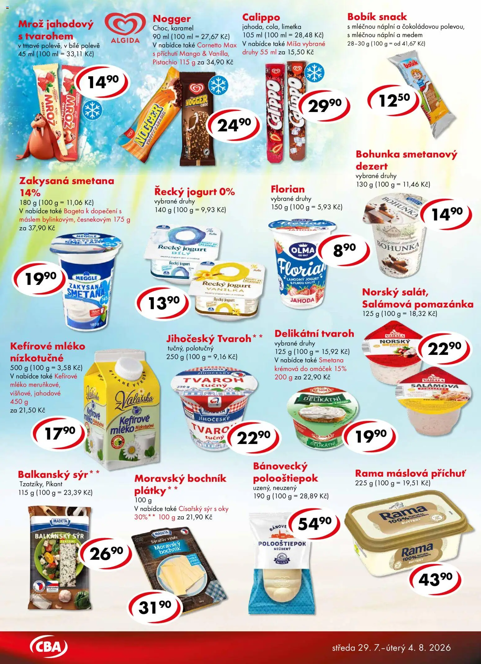 CBA leták - Premium od 29.07.2026 | Strana: 2 | Produkty: Jogurt, Jogurt florian, Zakysaná smetana, Bageta