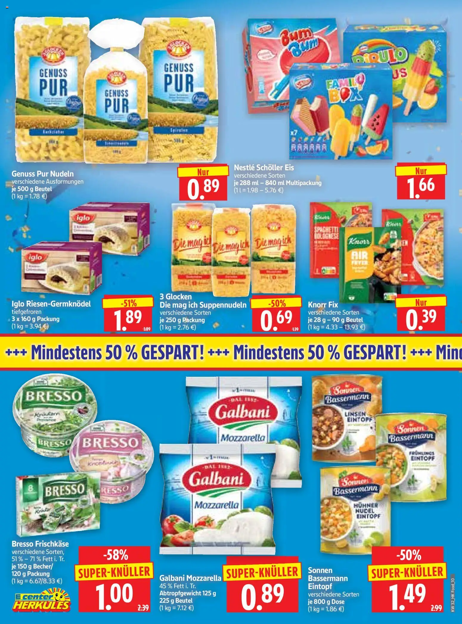 HERKULES Prospekt – gültig ab 03.08.2026 | Seite: 10 | Produkte: Mozzarella, Knorr, Nudeln, Frischkase