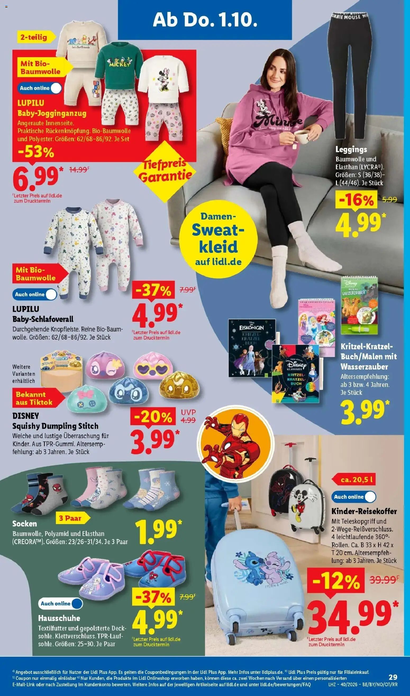 Lidl Prospekt Ottobrunn (ab 28.09.2026) zum Blättern » Angebote | Seite: 45 | Produkte: Socken, Leggings, Hausschuhe, Kleid