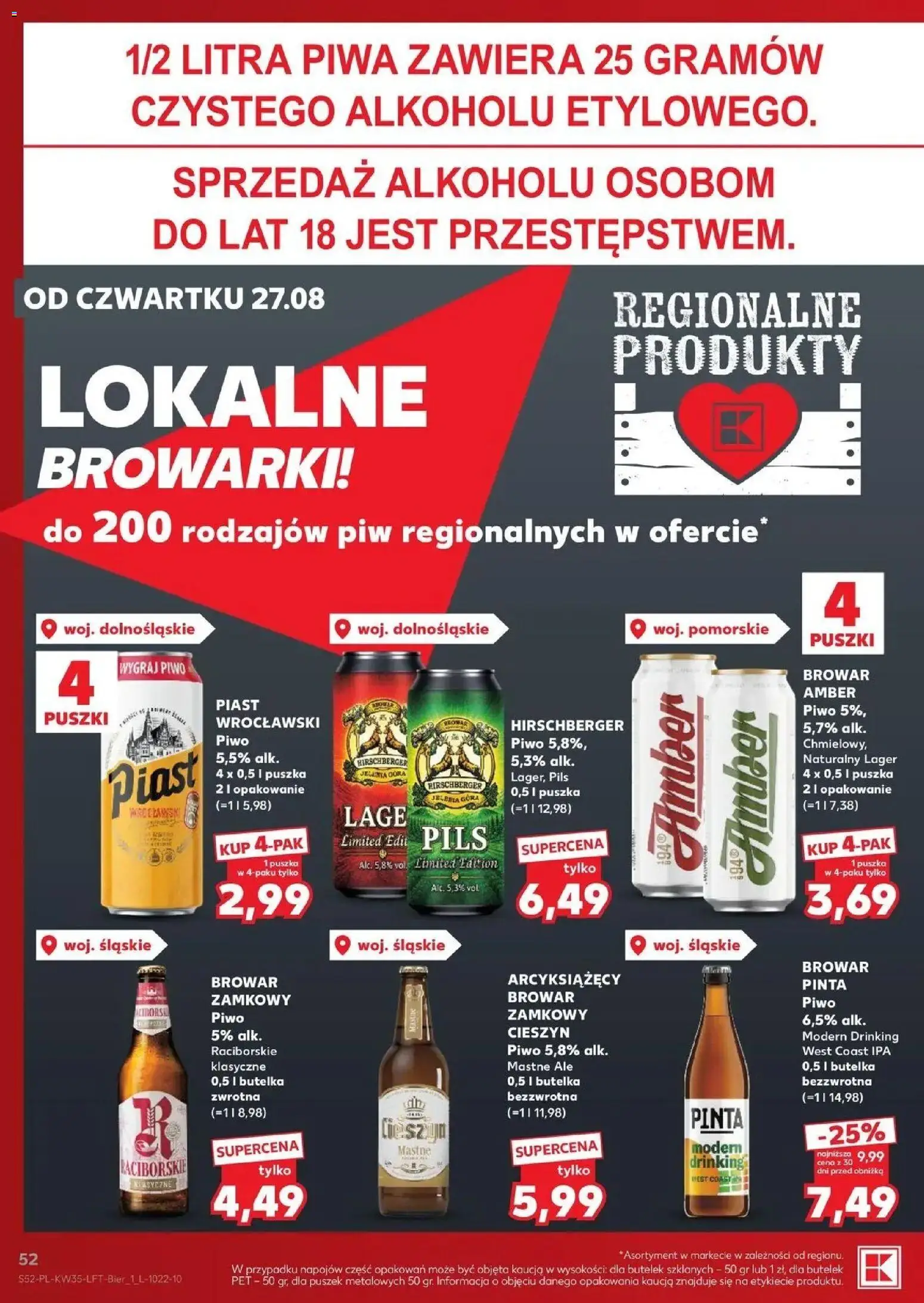 Kaufland gazetka od 27.08.2026 - od jutra PDF | Strona: 52 | Produkty: Piwo
