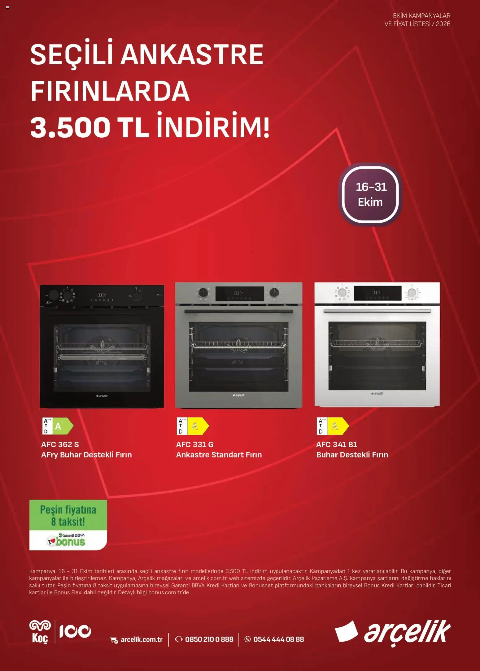 Arçelik - Ankastre Kataloğu - 16 Ekim 2026 tarihinden itibaren geçerlidir | Sayfa: 2 | Ürünler: Fırın