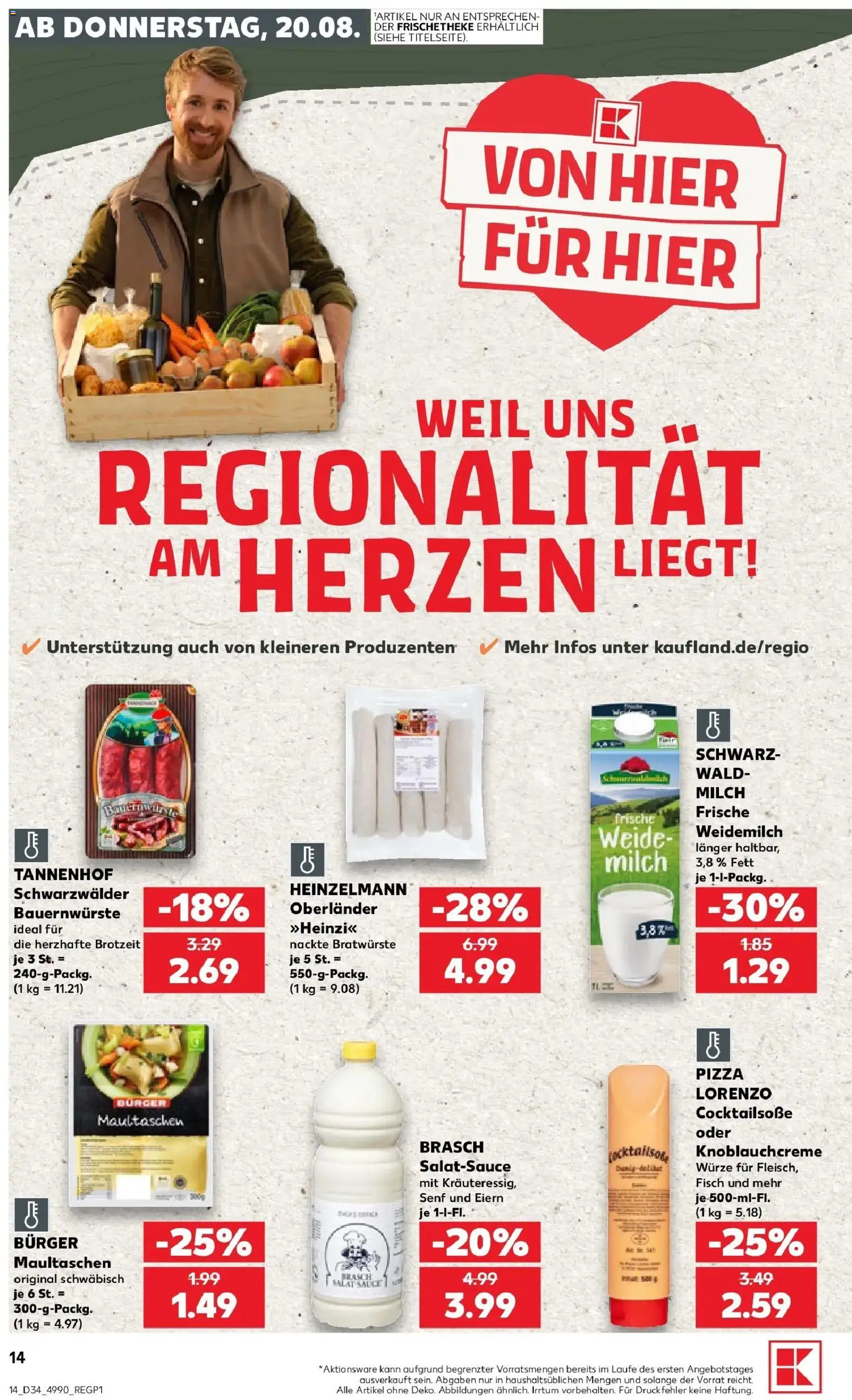 Prospekt Kaufland ab 17.08.2026 » Angebote Online zum Blättern | Seite: 25 | Produkte: Milch, Burger, Fisch, Salat