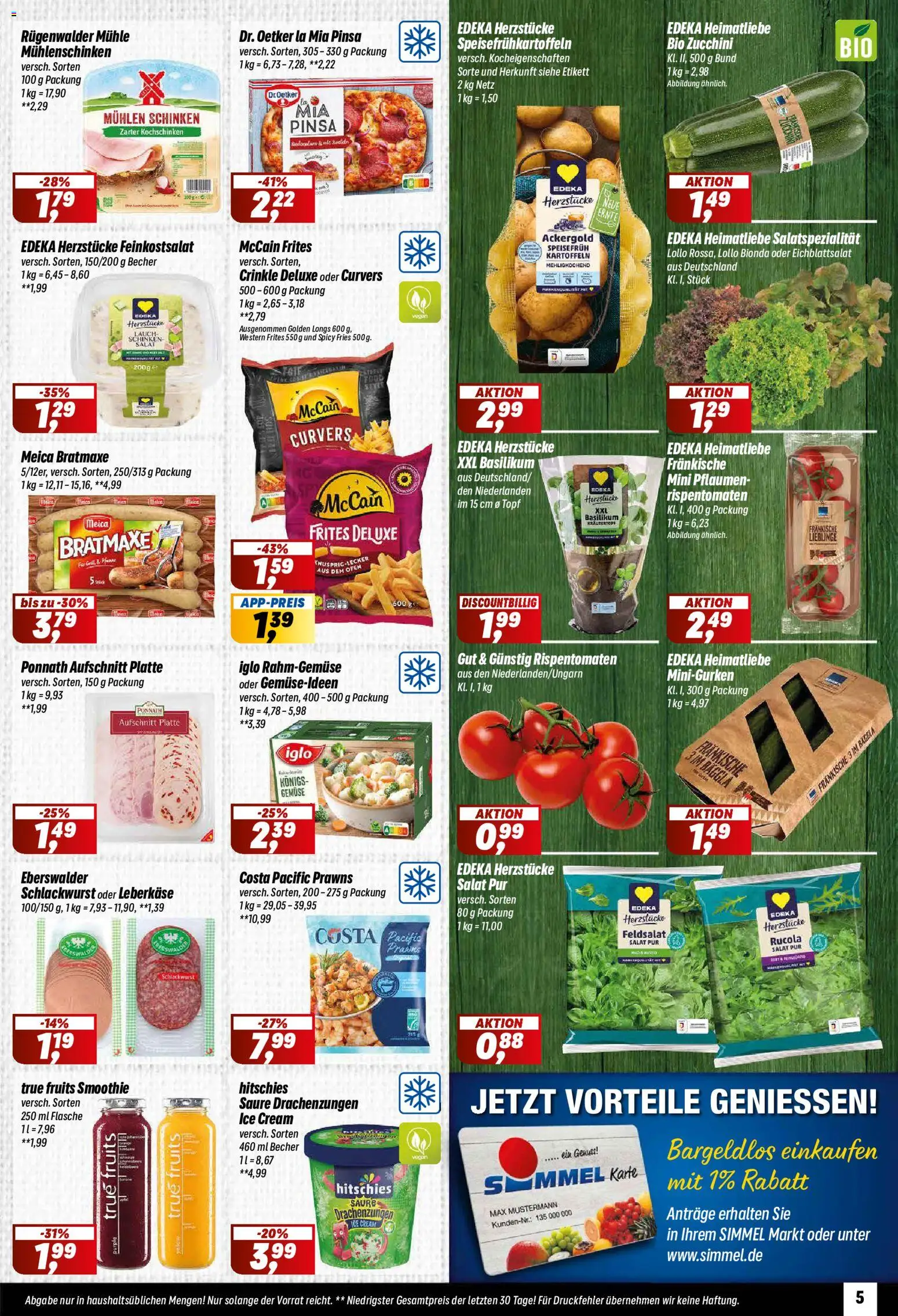 Simmel Prospekt – gültig ab 29.06.2026 | Seite: 5 | Produkte: Pflaumen, Iglo, Meica, Salat