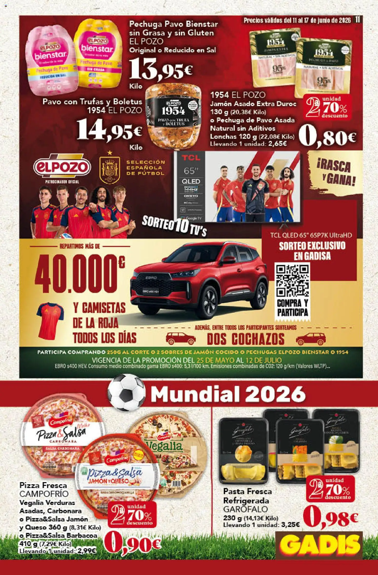 Gadis folleto │ válido desde el 11.06.2026 | Página: 11 | Productos: Queso, Jamón, Jamón cocido, Pizza