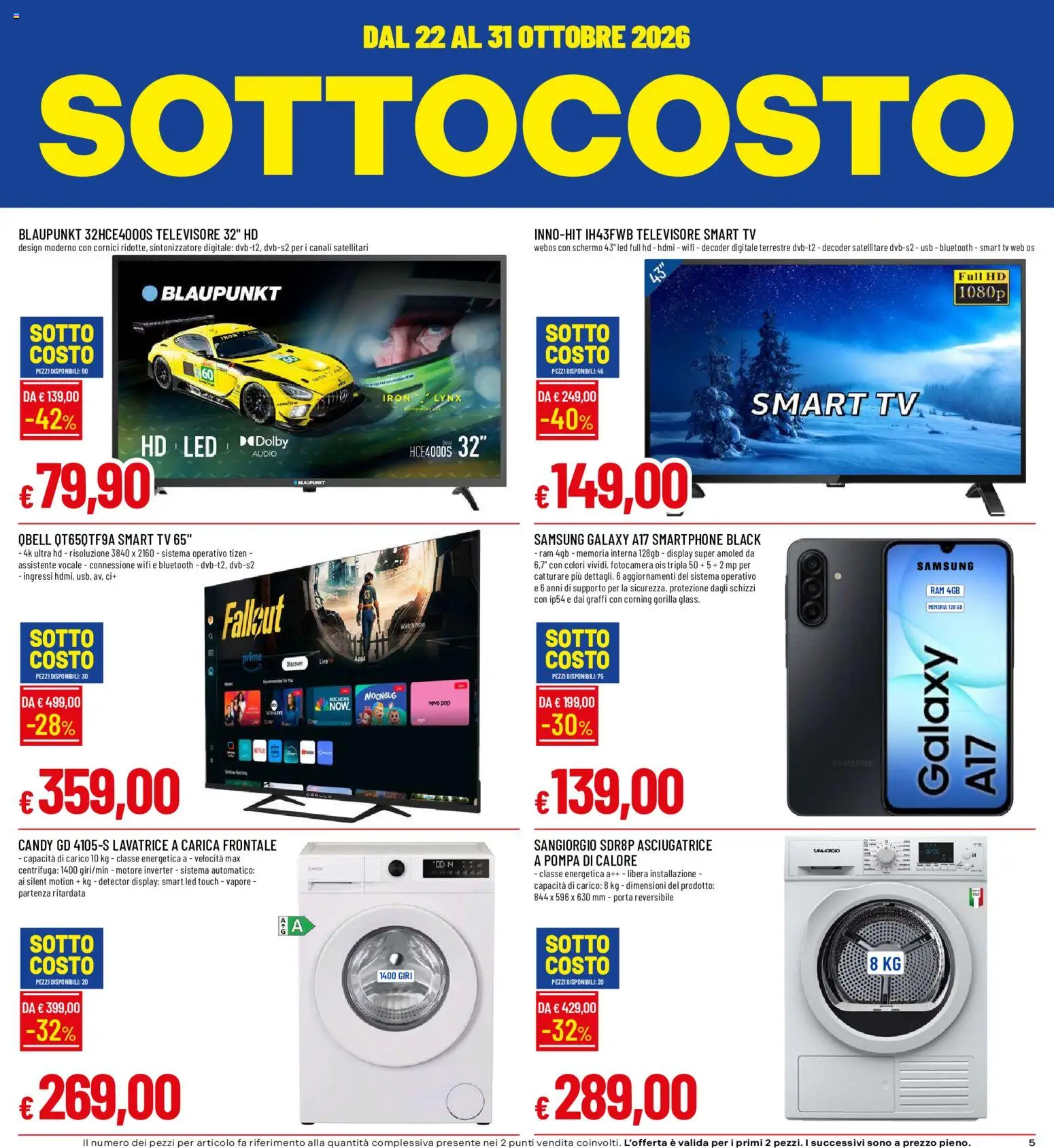 Volantino Galassia del 22/10/2026 | Pagina: 5 | Prodotti: Schermo, TV, Audio, Samsung