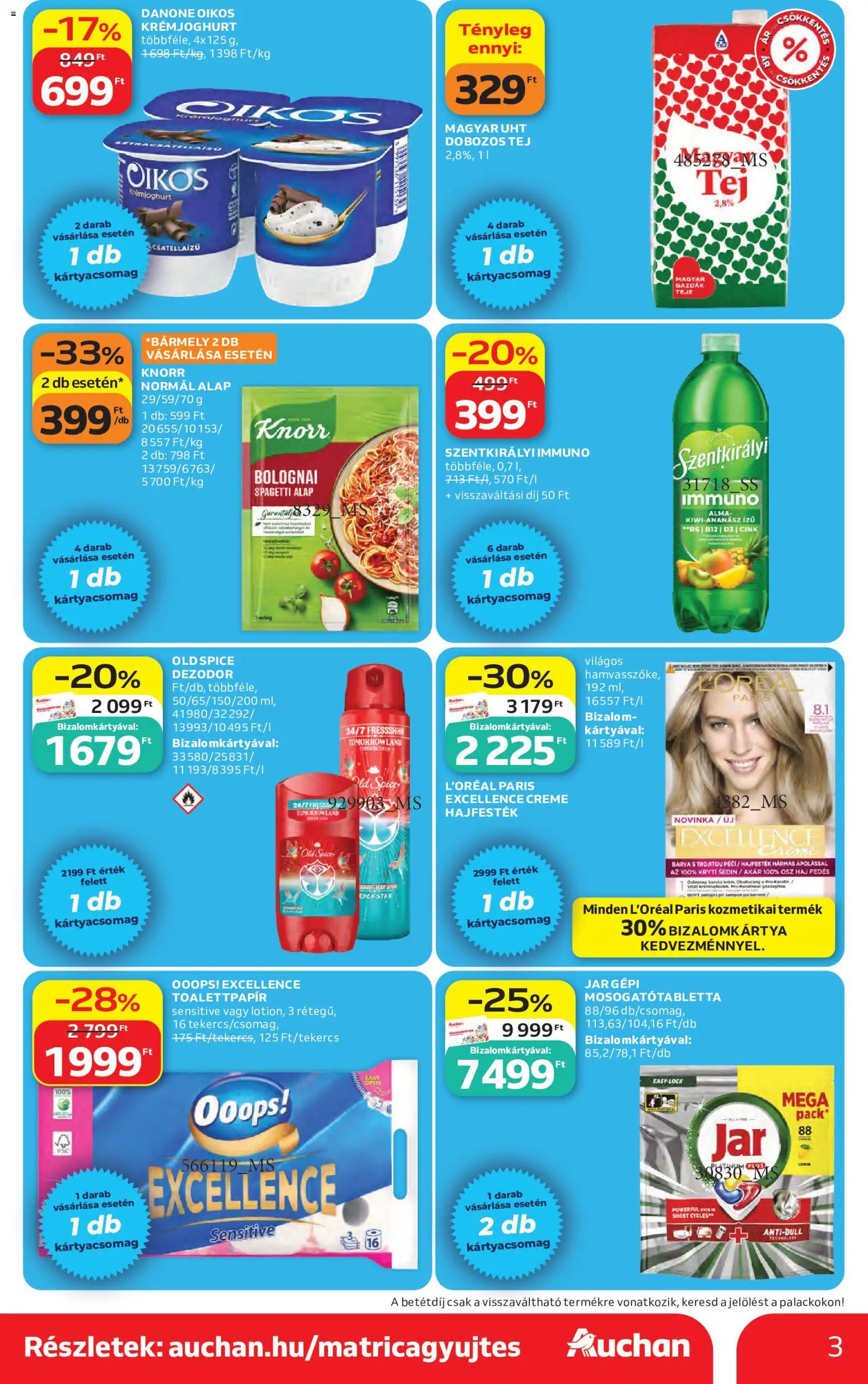 Auchan akciós ujság - amely érvényes a következő dátumtól: 04.06.2026 | Oldal: 3 | Termékek: Old spice, Spagetti, Hajfesték, Alma