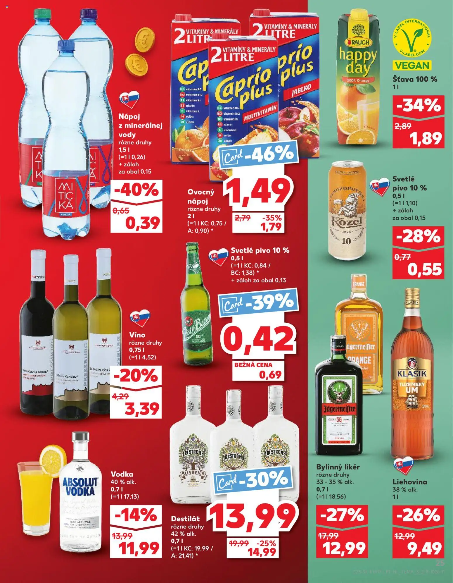 Nové Kaufland akcie – leták je platný od 23.04.2026 | Strana: 25 | Produkty: Pivo, Zlatý Bažant, Slivovica, Vodka